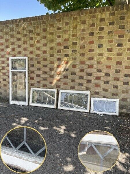 Job Lot Of Four Reclaimed Leaded Light Panel Wooden Windows Beautiful Design