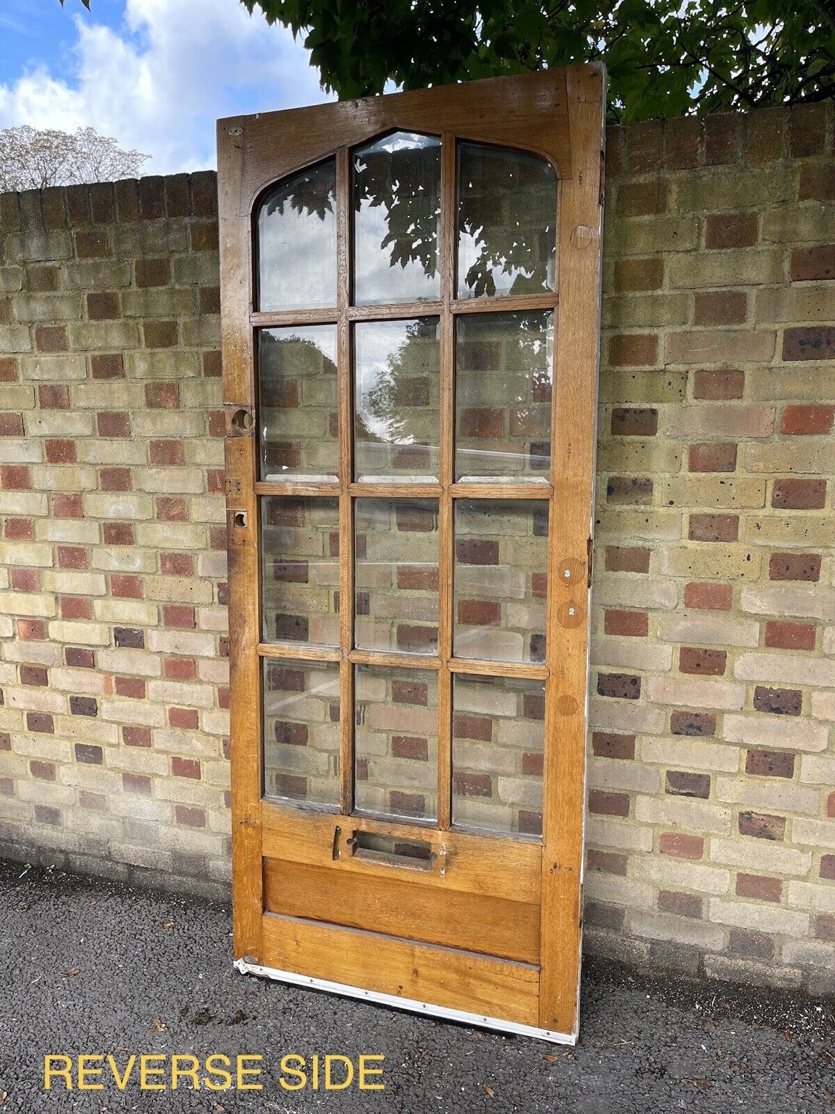 Reclaimed Georgian Oak Wooden Panel Bevelled Glass External Door 2125 x 906mm