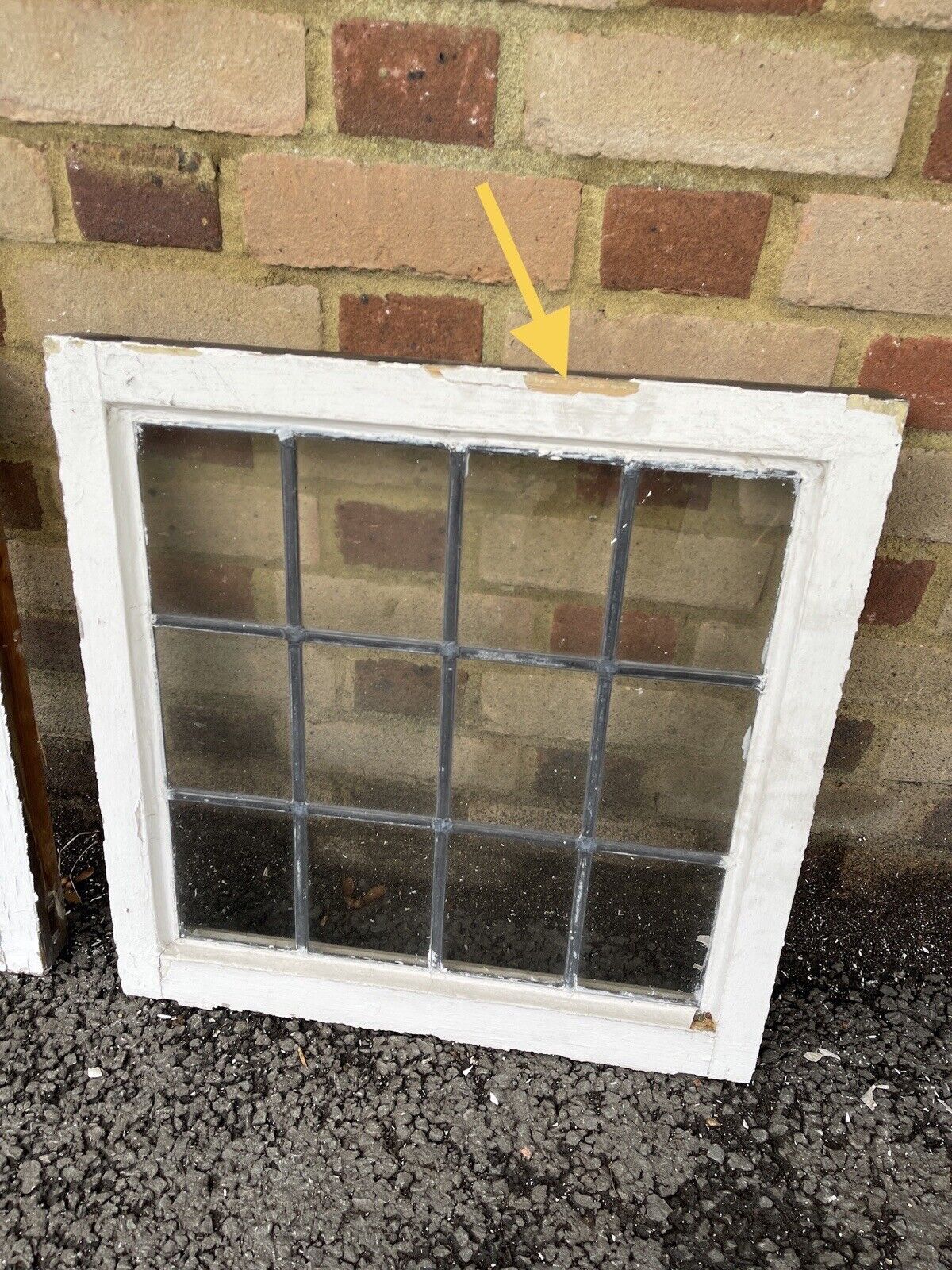 Pair Of Reclaimed Leaded Light Panel Wooden Windows