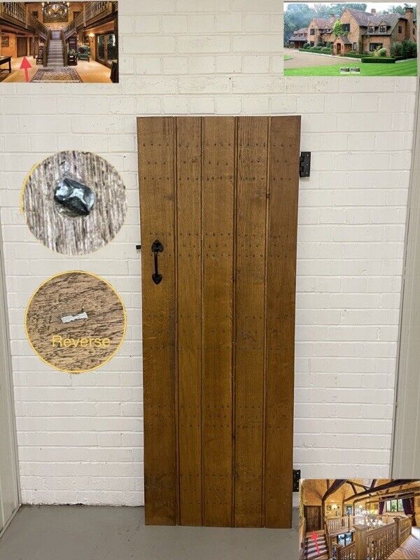 Reclaimed Oak Old Handmade Studded Ledge and Brace door 1830 x 680mm