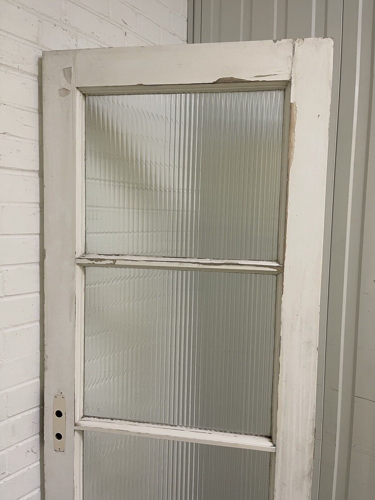 Reclaimed  Reeded Glass Internal Or External Door 1975 x 682mm