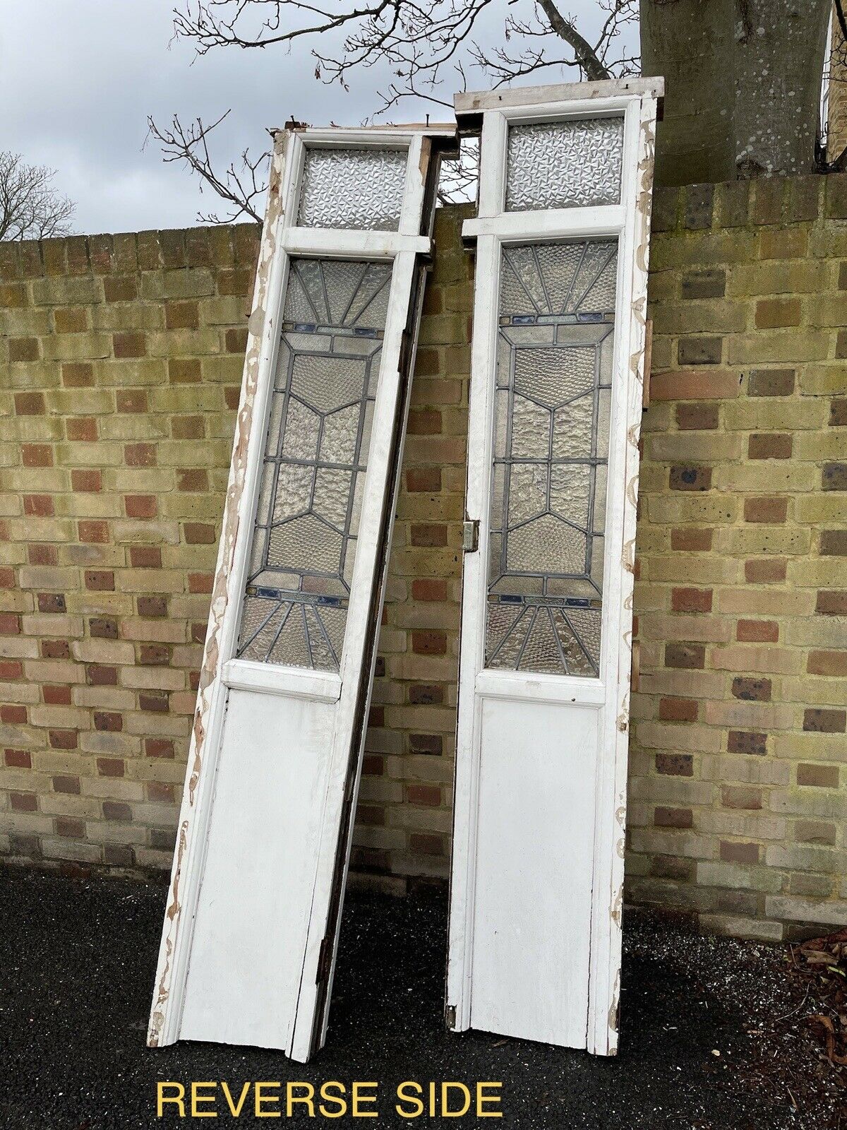 Reclaimed Art Nouveau Stained glass Side Panels