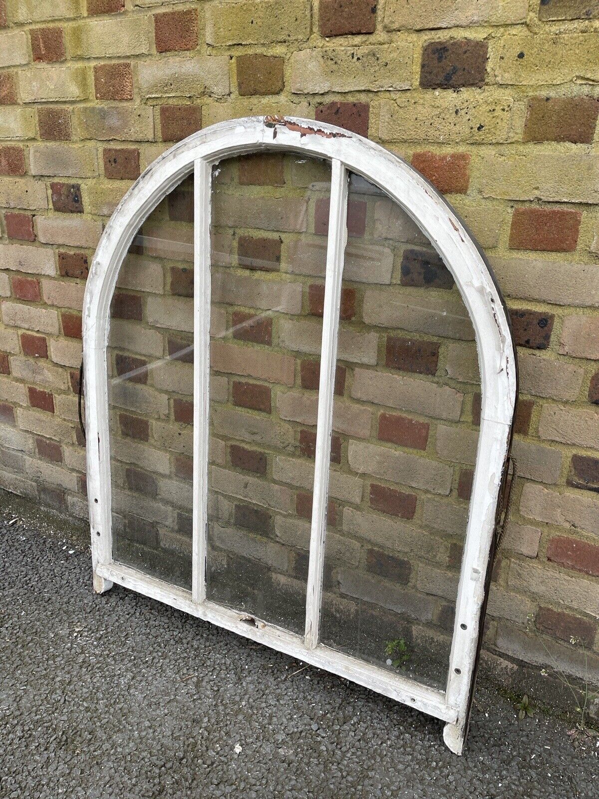 Reclaimed Old Victorian Edwardian Arch Panel Wooden Sash Window 955 x 1045mm