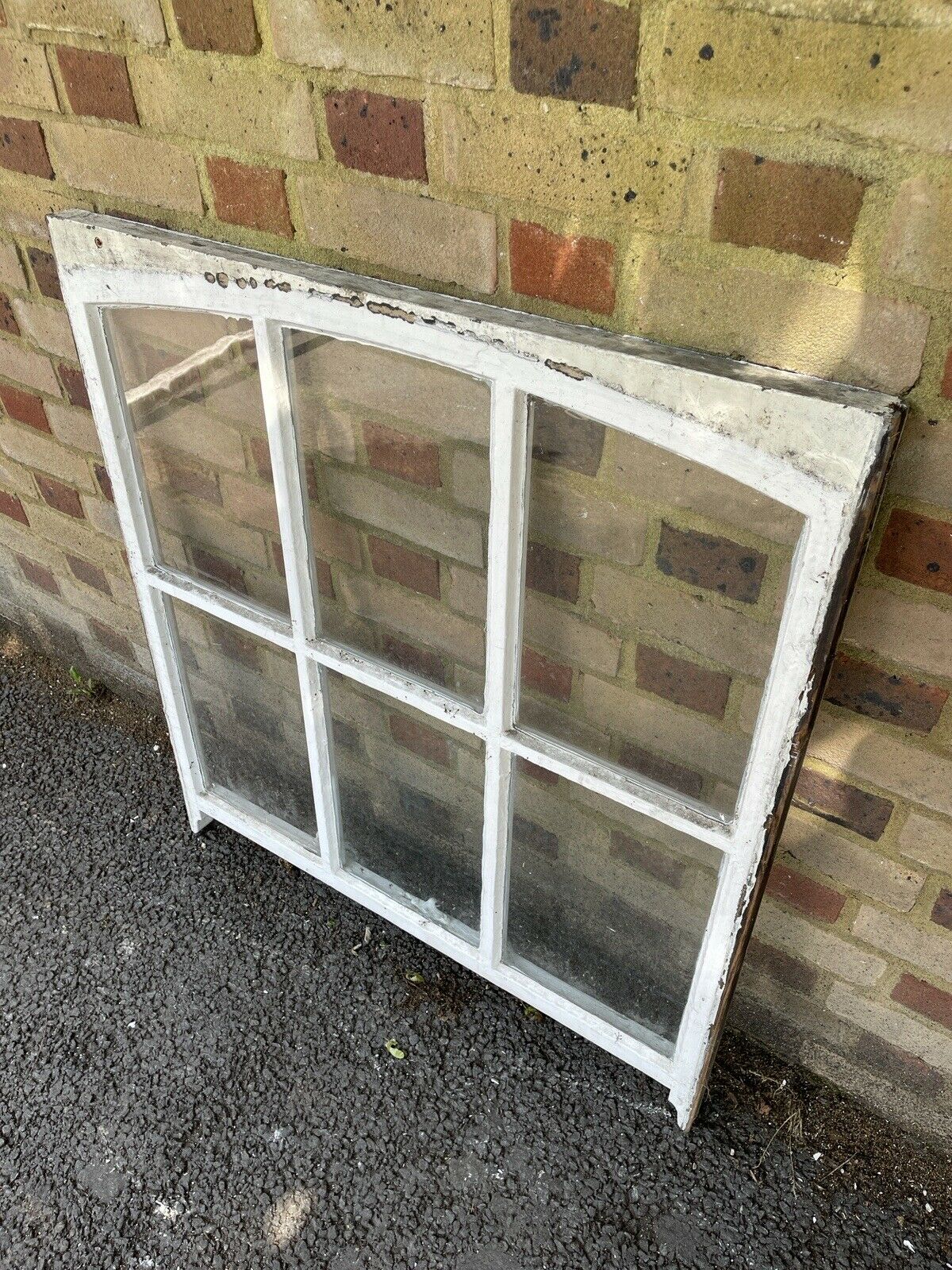 Reclaimed Old Arch Georgian 6 Panel Wooden Window 985 x 915mm