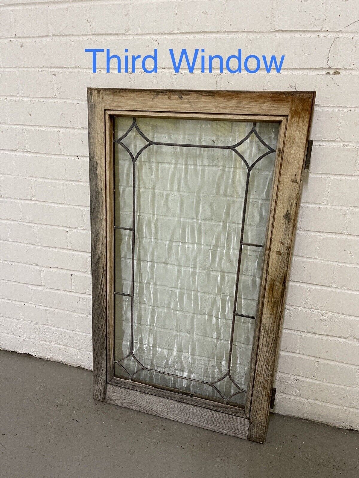 Job Lot Of Four Double Glazed Leaded Trim Oak Wooden Windows Various Sizes