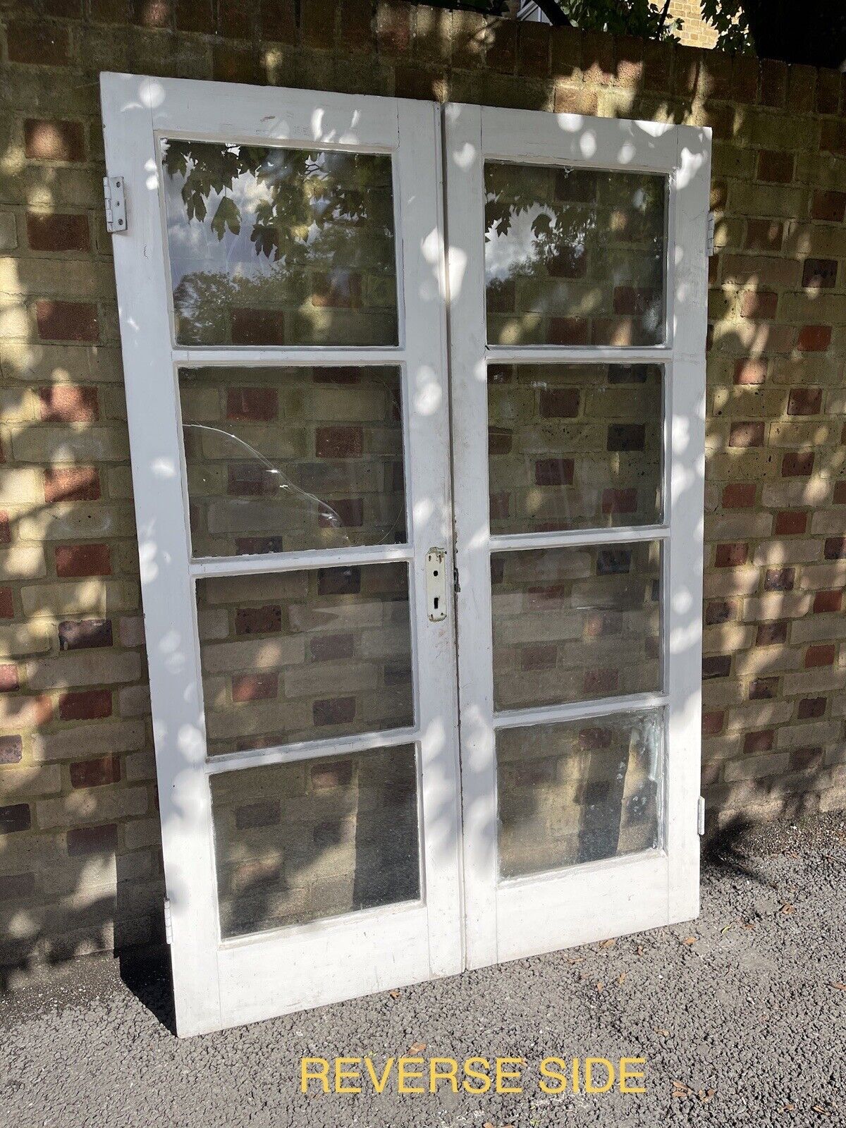 Reclaimed Old French Single Panel Glass Wooden Double Doors 1843 x 1250mm