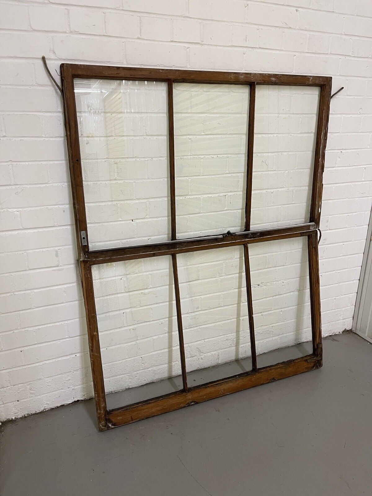 Pair Of Reclaimed Old Victorian Edwardian Three Wooden Panel Sash Windows