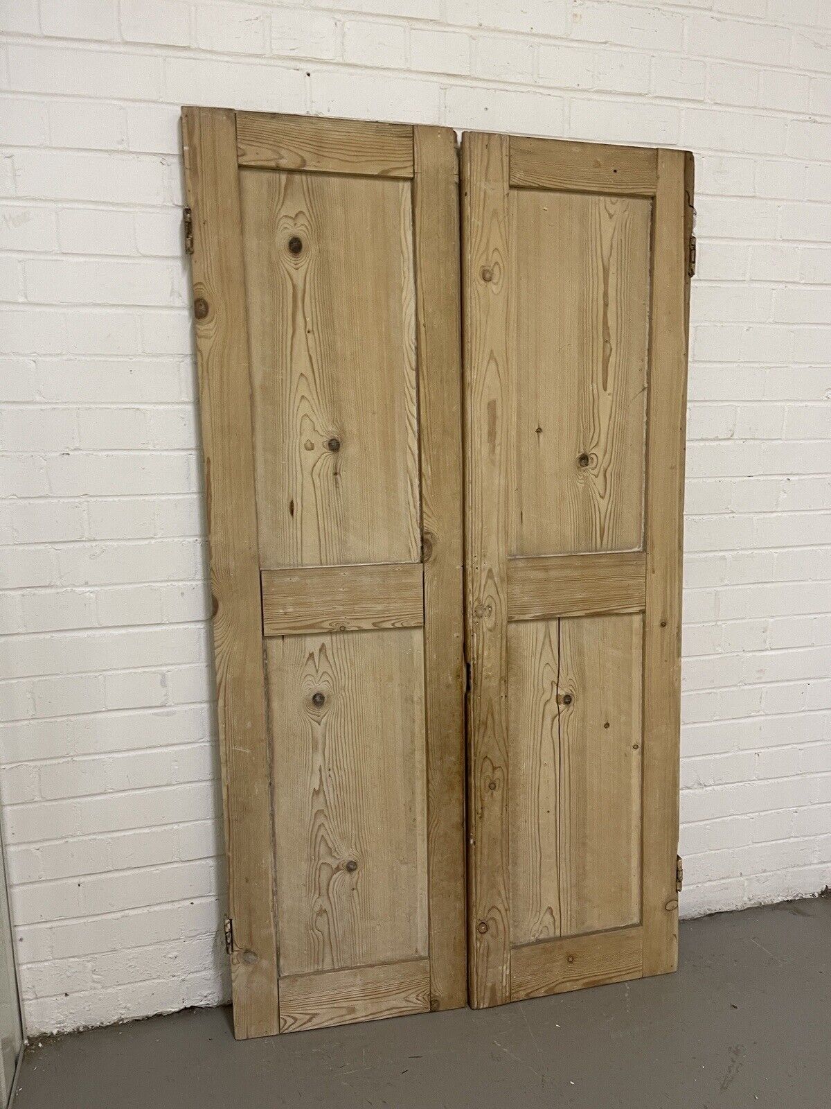 Pair Of Reclaimed Interlocking Victorian Pine  Alcove Cupboard Doors 1605 x 887