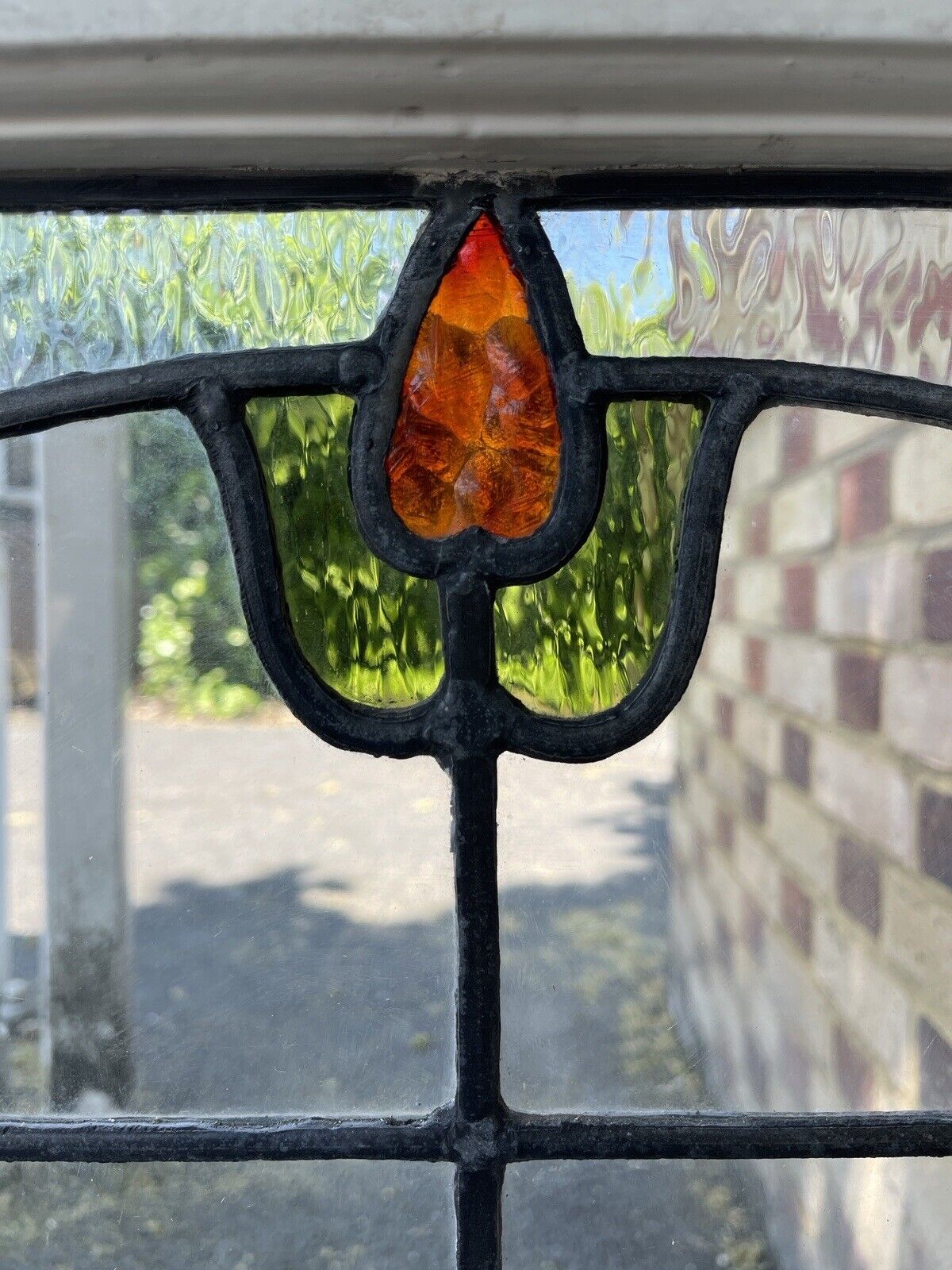 Reclaimed Leaded Light Stained Glass Art Nouveau Window Panel 835 x 530mm