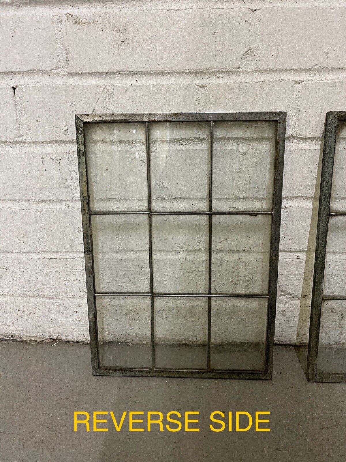 Pair Of Reclaimed Arts & Crafts Copper Window Glass Panels 360mm x 260mm