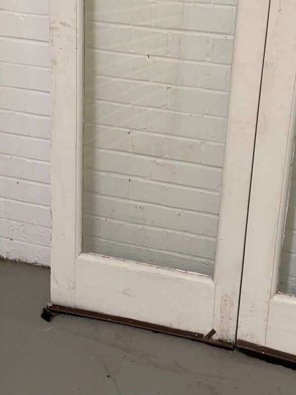 Reclaimed Old French Single Panel Glass Wooden Double Doors 1985 x 1173mm