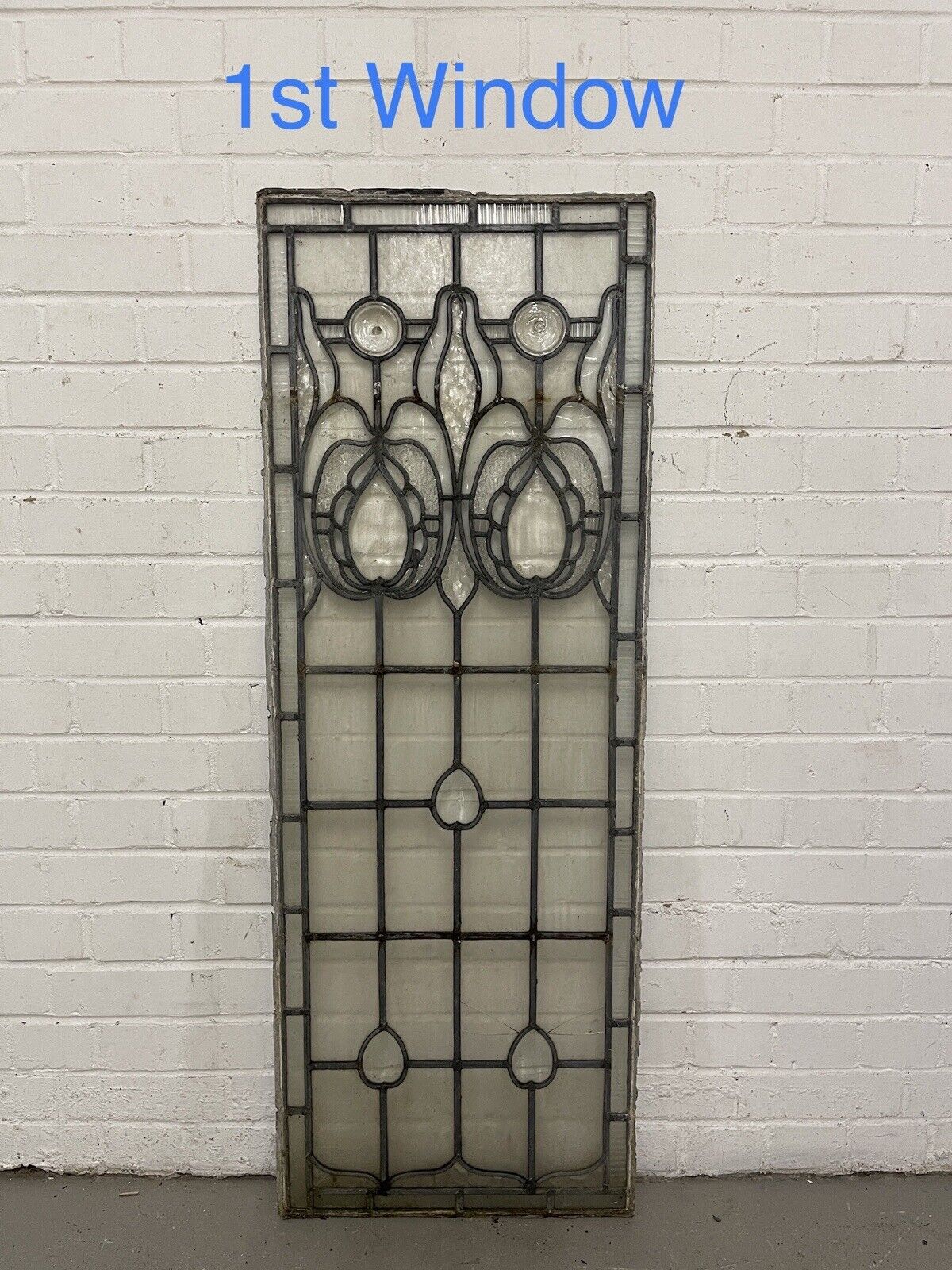 Four Reclaimed Leaded Light Stained Glass Art Nouveau Window Panel 1270 x 460mm