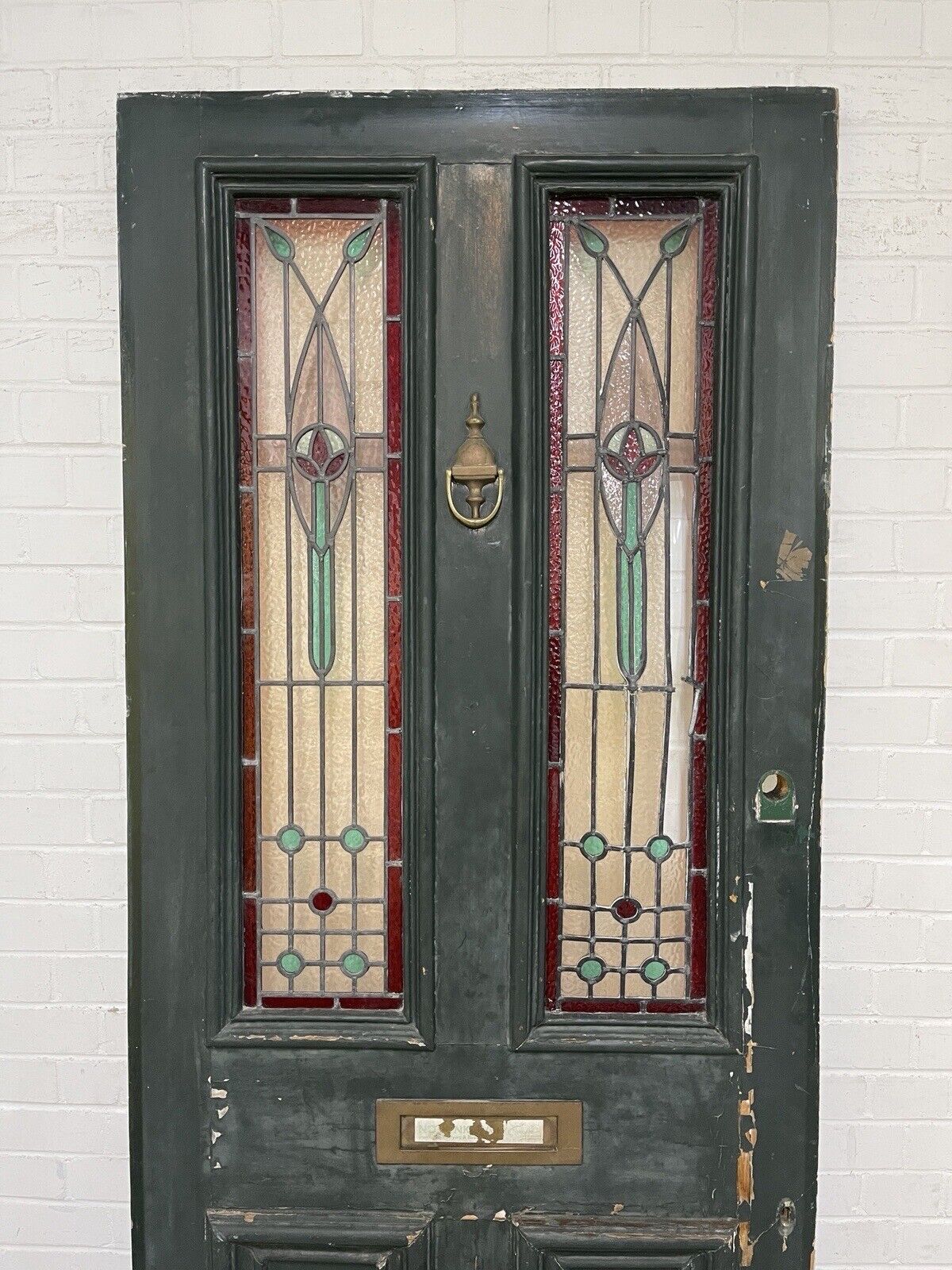 Reclaimed Victorian Stained Glass Wooden Front Door 2110 x 860mm