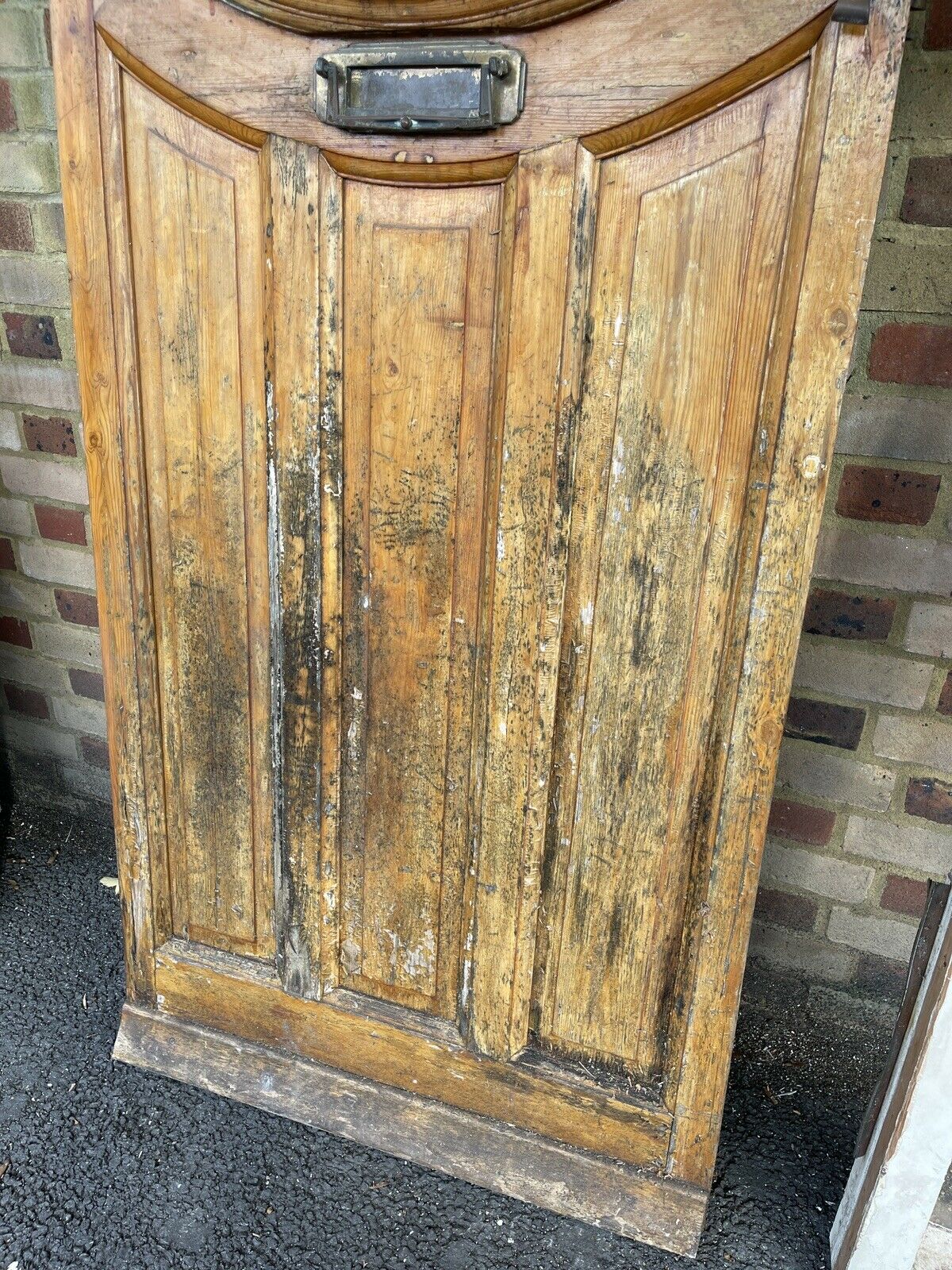 Reclaimed Victorian Edwardian Wooden Panel External Front Door With Fanlight