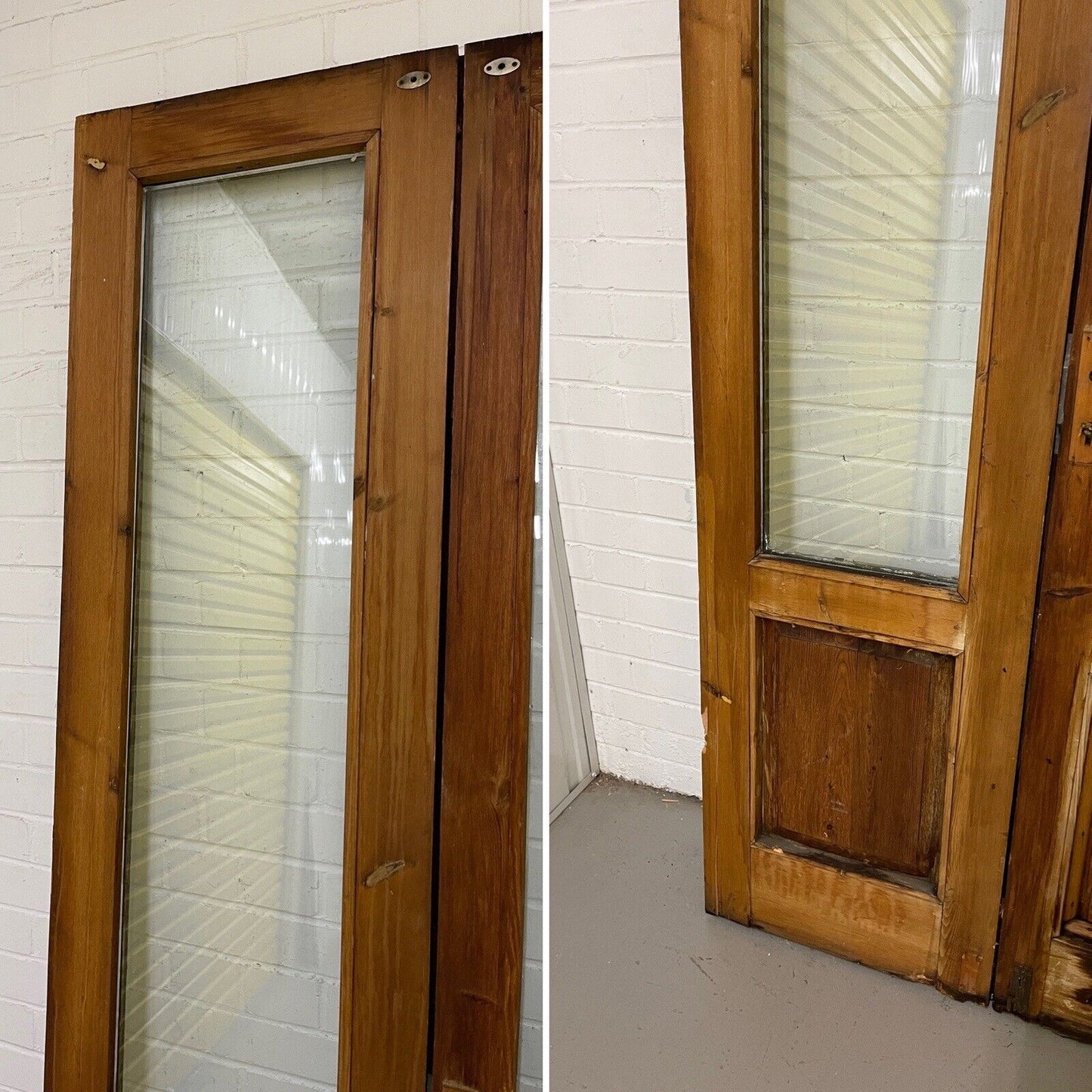 Reclaimed Old French Double Glazed Glass Wooden Double Doors 2145 x 960mm