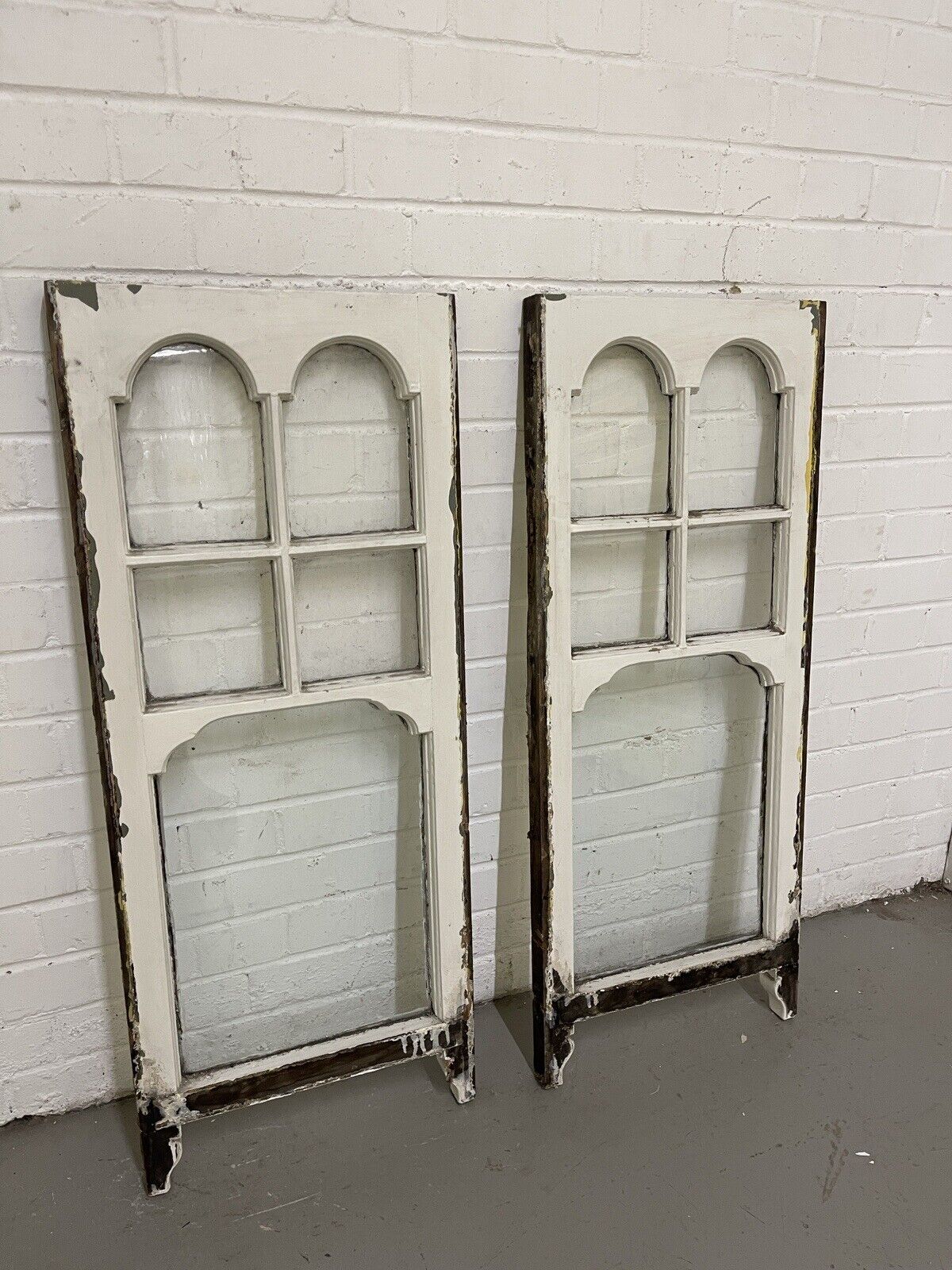 Reclaimed Old Edwardian Arch Sash Wooden Windows 1050 x 995mm and 995 x 405mm