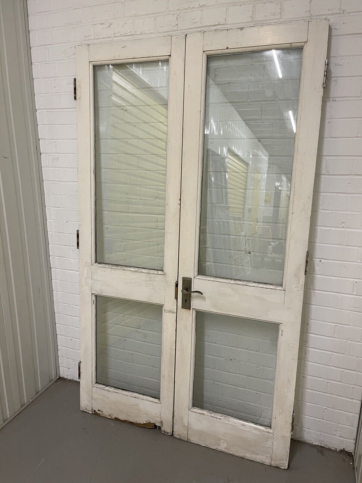 Reclaimed Old French Double Glazed Glass Wooden Double Doors 1170 x 1980mm
