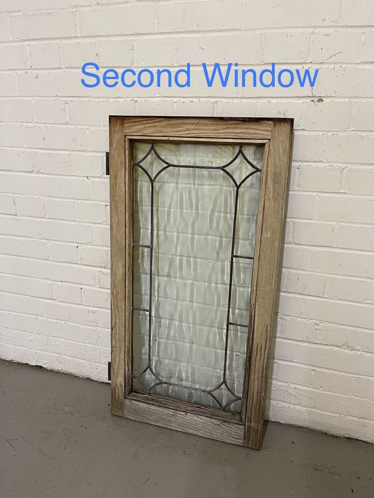 Job Lot Of Four Double Glazed Leaded Trim Oak Wooden Windows Various Sizes