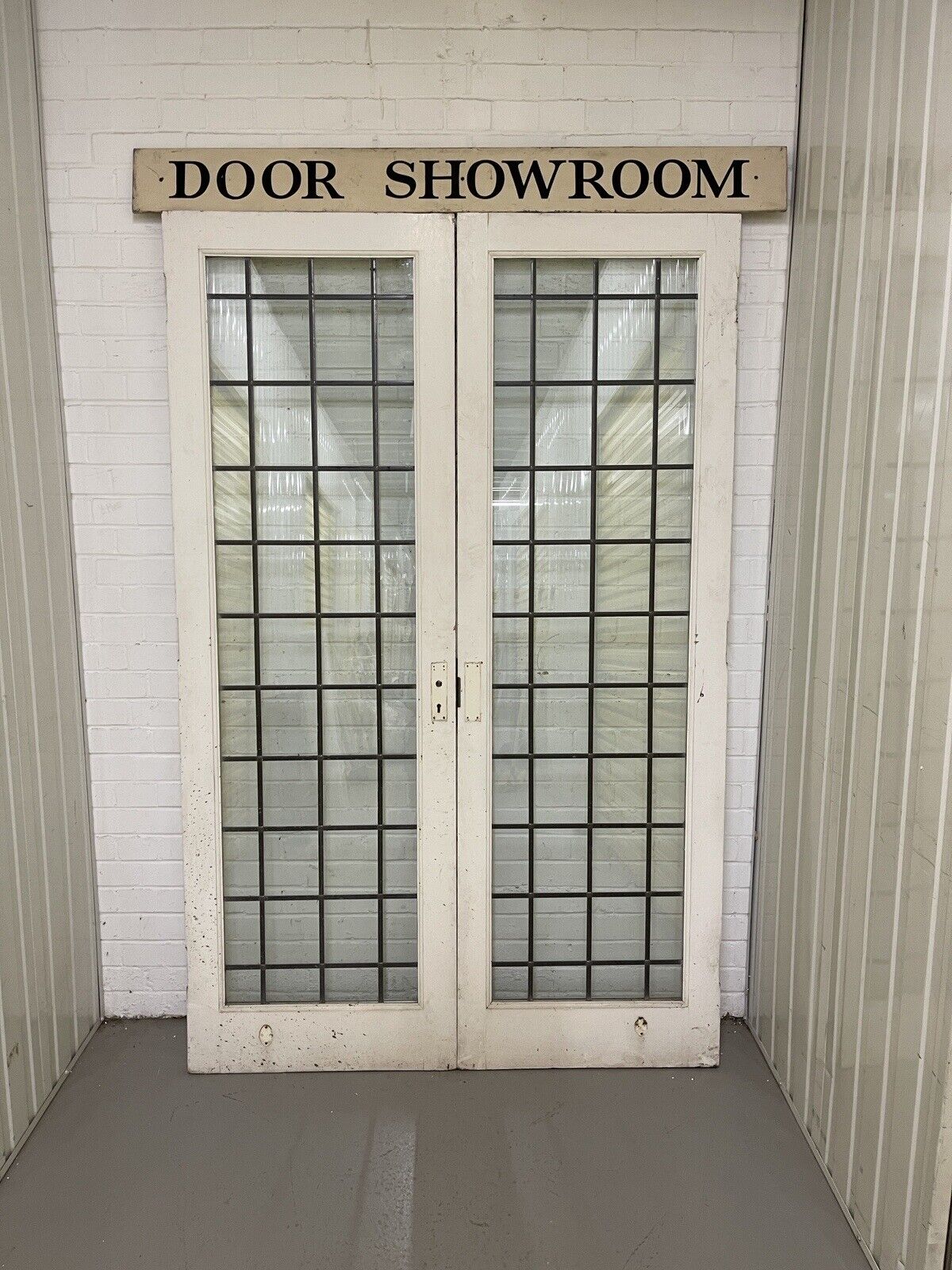 Reclaimed French Double Glazed Leaded Glass Wooden Double Doors 2125 x 1370mm