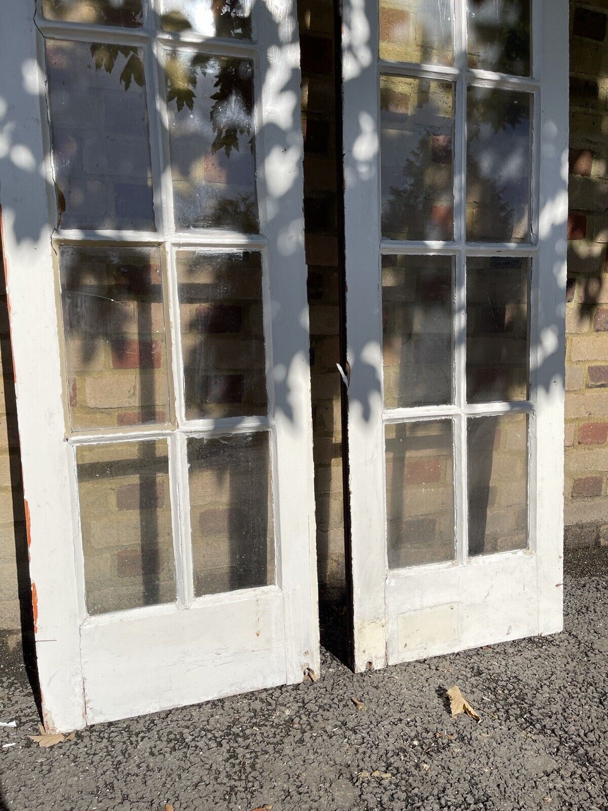 Pair Of Reclaimed Old Georgian 10 Panel Wooden Windows Side Panels