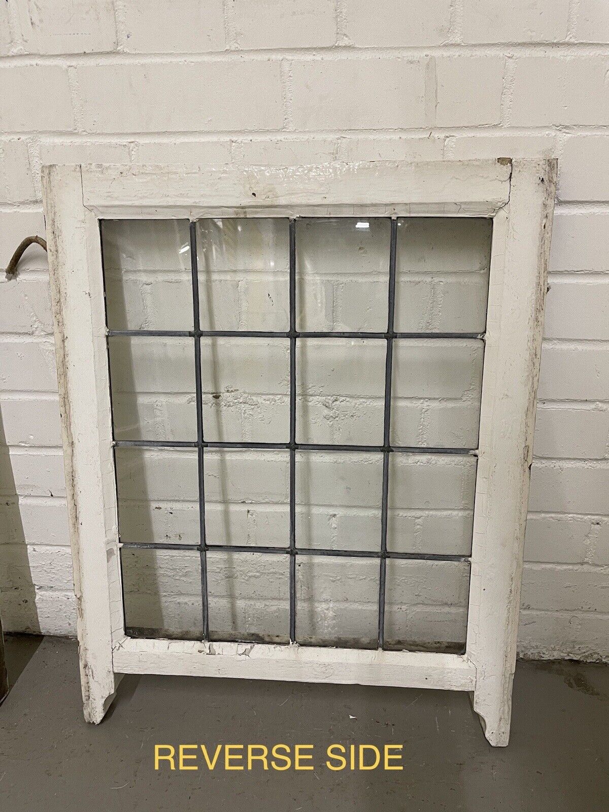 Pair Of Reclaimed Leaded Light Panel Wooden Window 534 x 680mm 534 x 680mm