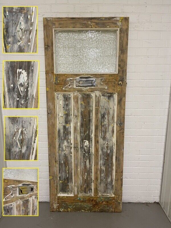 Reclaimed Old Edwardian Arts Crafts Wooden Panel Front Door 2025mm x 807mm