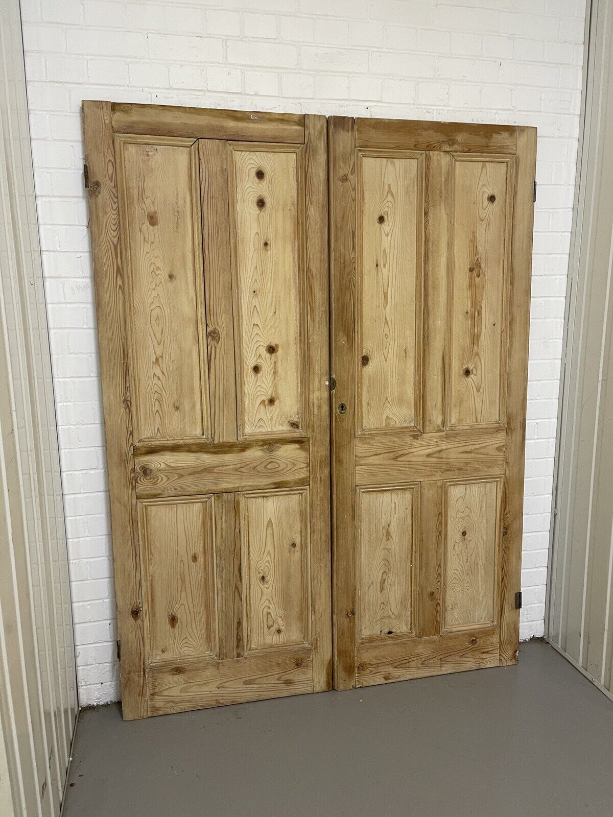 Original Vintage Reclaimed French Pine Internal 4 panel Double Doors 1952 x 1457