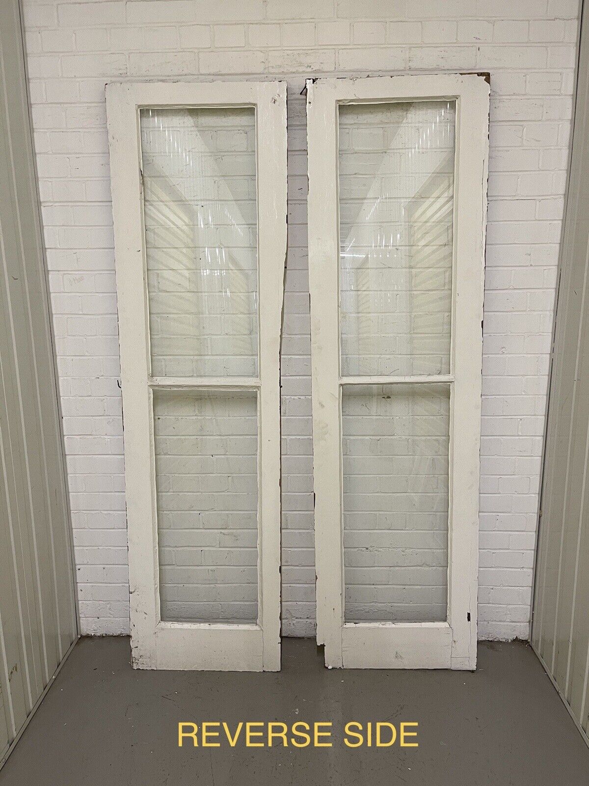 Pair Of Reclaimed Old Victorian Sash Panel Wooden Window 585 x 2042 560 x 2043mm