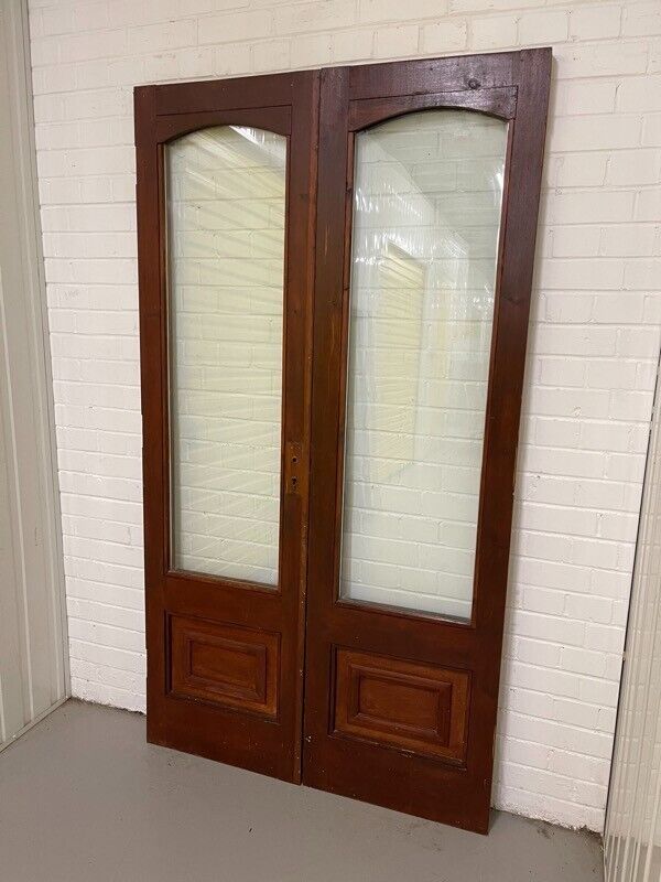 Reclaimed Old French Double Glazed Glass Wooden Double Doors 1980 x 1100mm