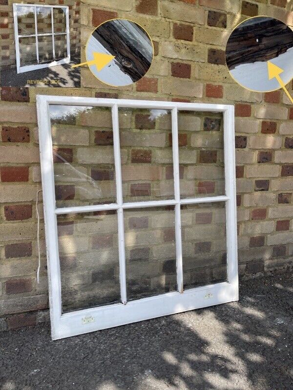 Reclaimed Old Georgian 6 Panel Wooden Window 955 x 885mm