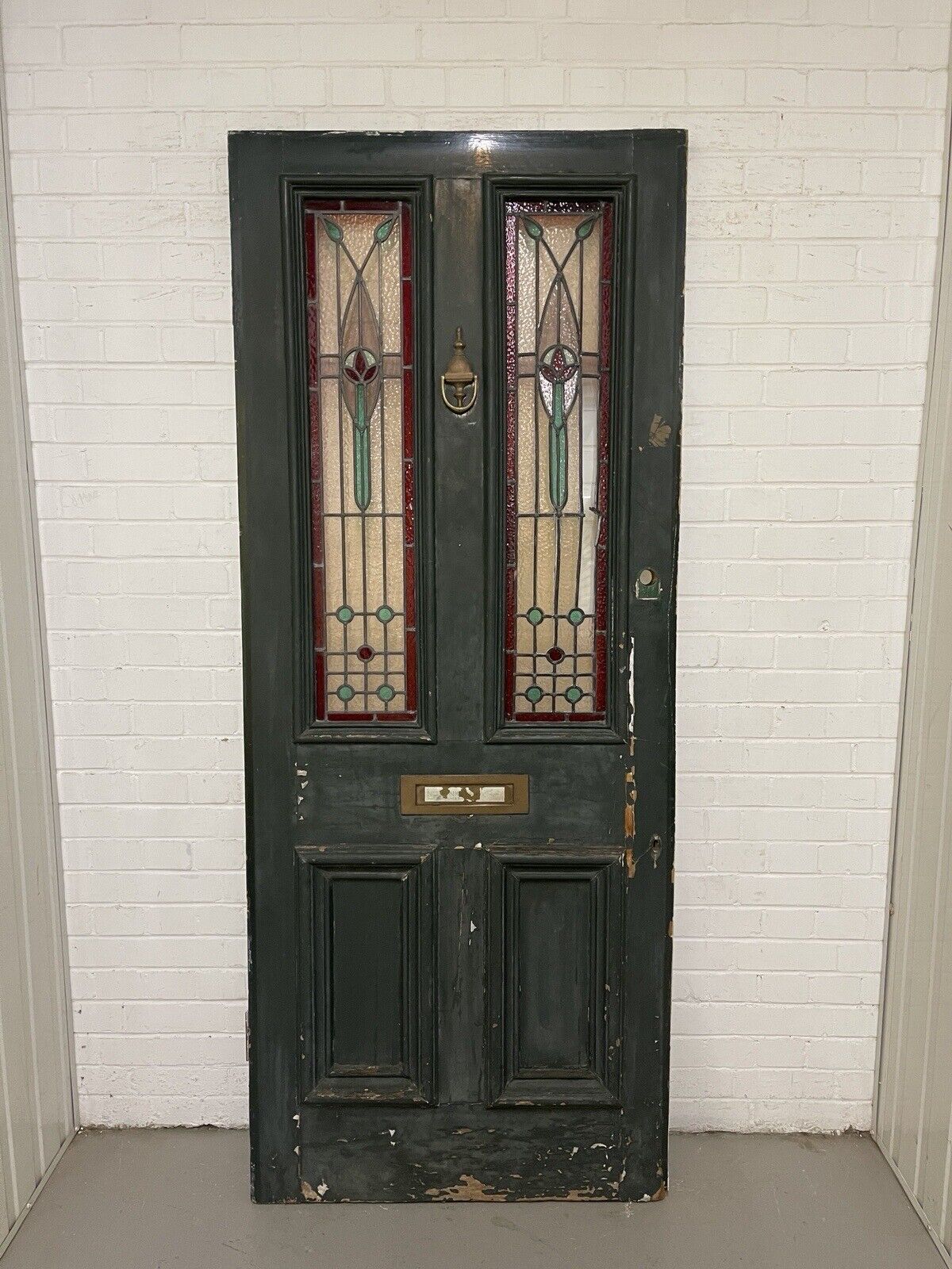 Reclaimed Victorian Stained Glass Wooden Front Door 2110 x 860mm