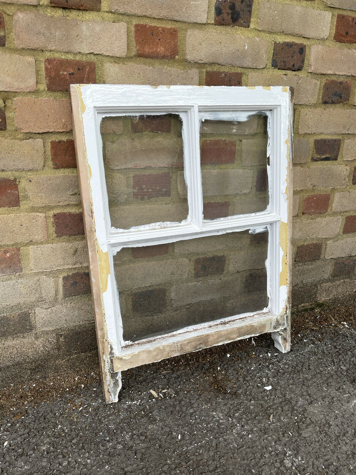 Reclaimed Old Georgian 3 Panel Wooden Sash Window 530 x 705mm