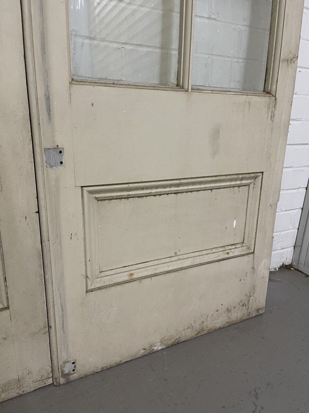 Reclaimed Edwardian French Single Panel Glass Wooden Double Doors 2070 x 1210mm