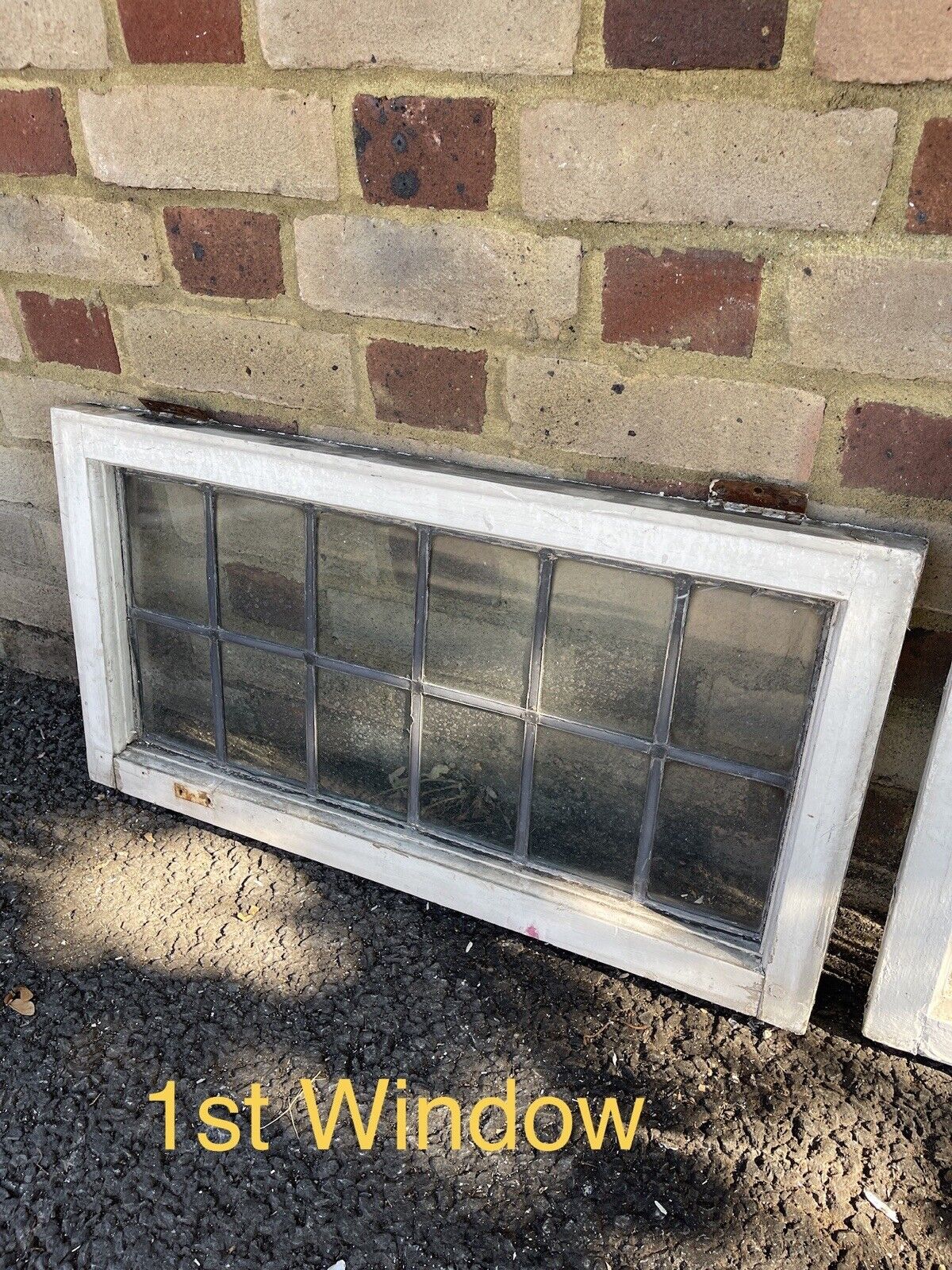 Pair Of Reclaimed Leaded Light Panel Wooden Windows