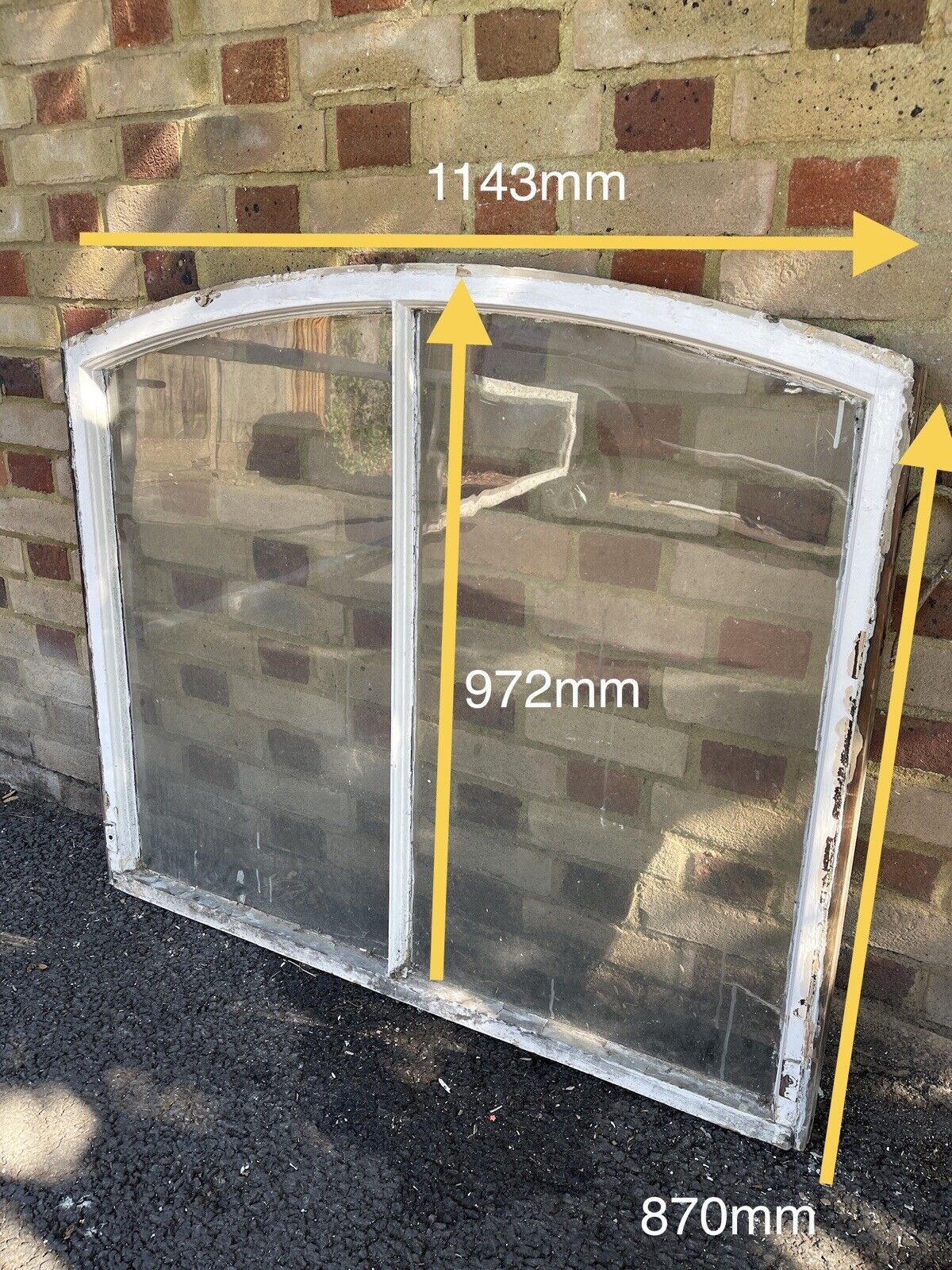 Reclaimed Old Victorian Edwardian Arch Panel Wooden Sash Window 1143mm x 972mm