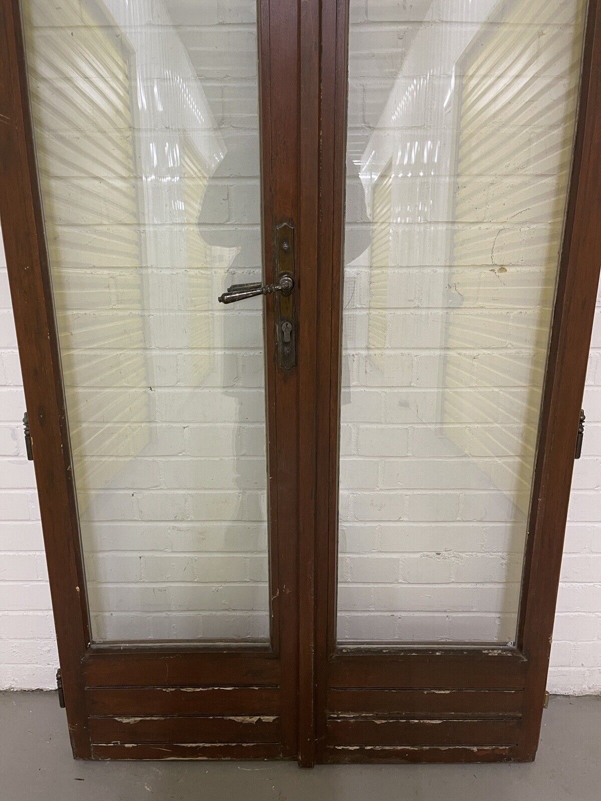 Reclaimed Old French Double Glazed Glass Wooden Double Doors 1923 x 990mm