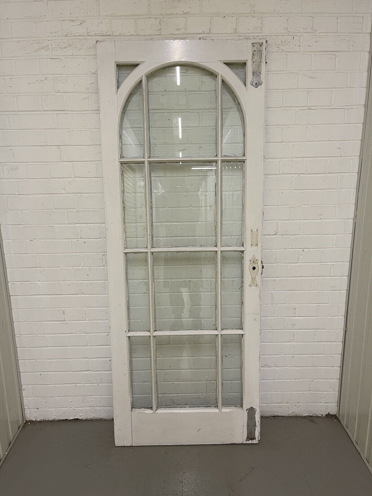 Reclaimed Edwardian Arch Single Panel Glass Wooden Door 1980 1975 x 765 or 755mm