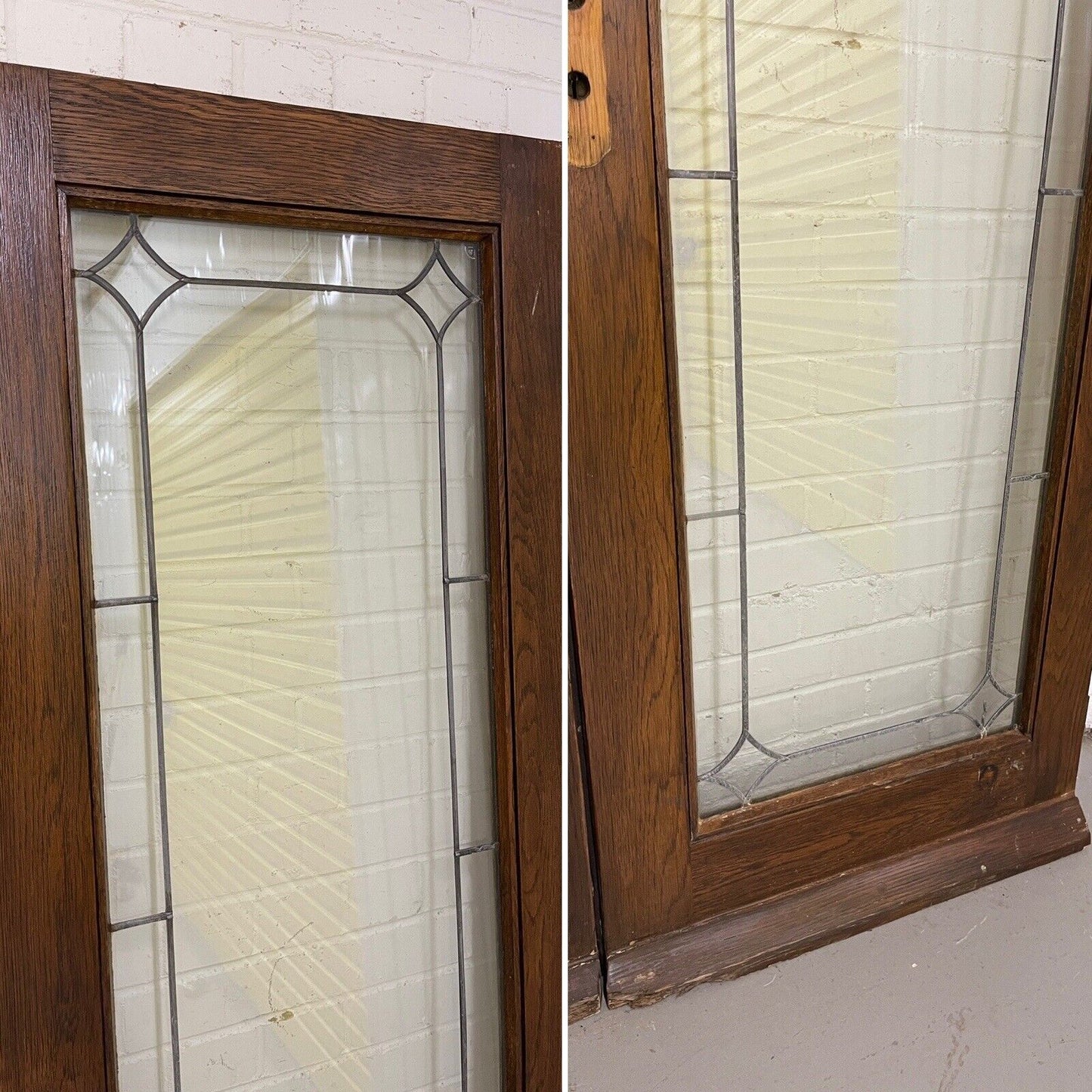 Reclaimed Old Oak French Double Glazed Glass Wooden Double Doors 1995 x 1375mm