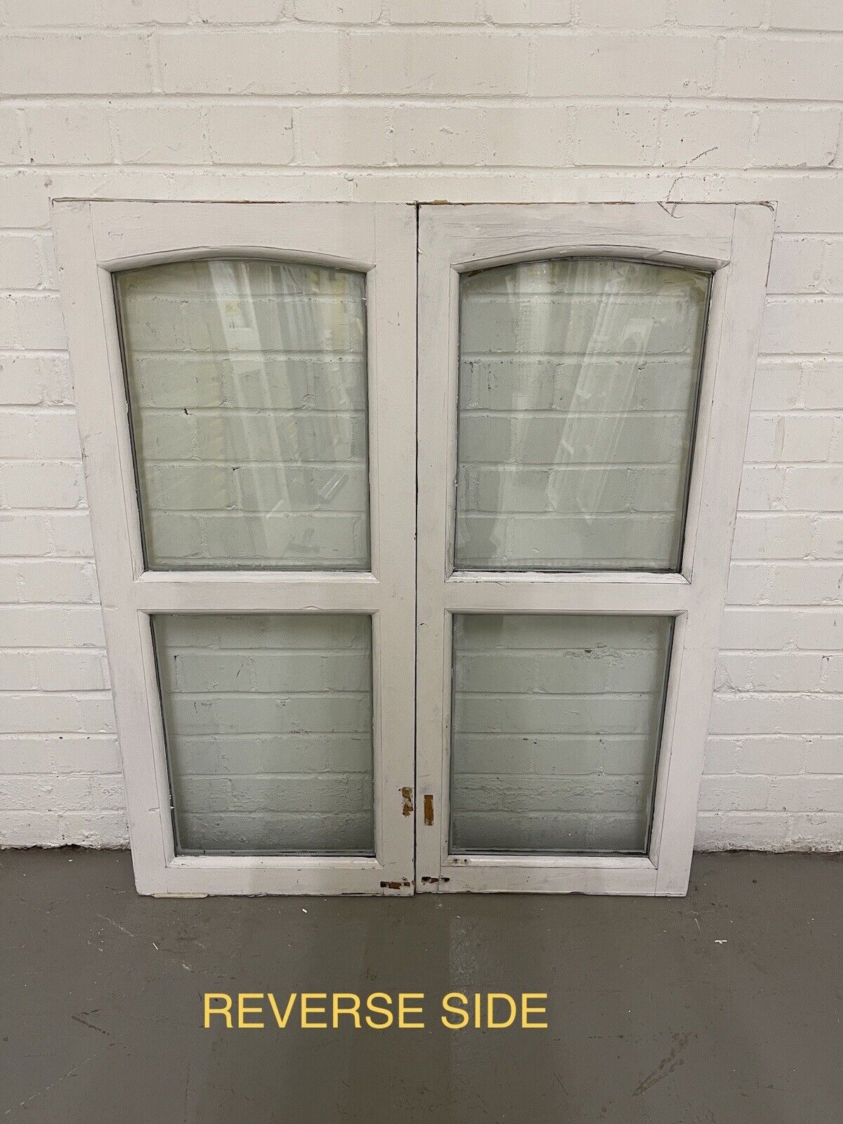 Two Pairs Of French Arch Double Glazed Wooden Windows 1040 x 895mm 1040 x 895mm
