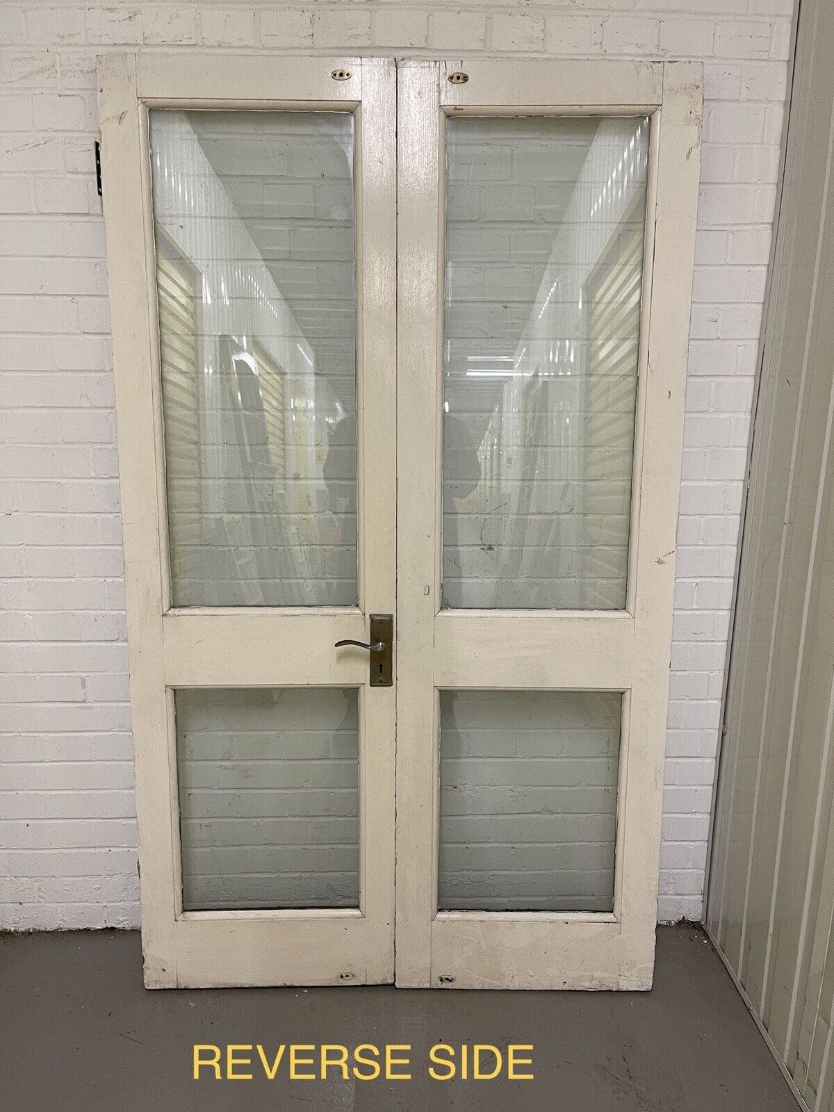 Reclaimed Old French Double Glazed Glass Wooden Double Doors 1170 x 1980mm