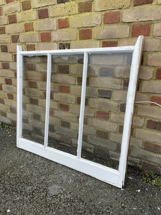 Reclaimed Old Victorian Edwardian Wooden Three Panel Sash Window