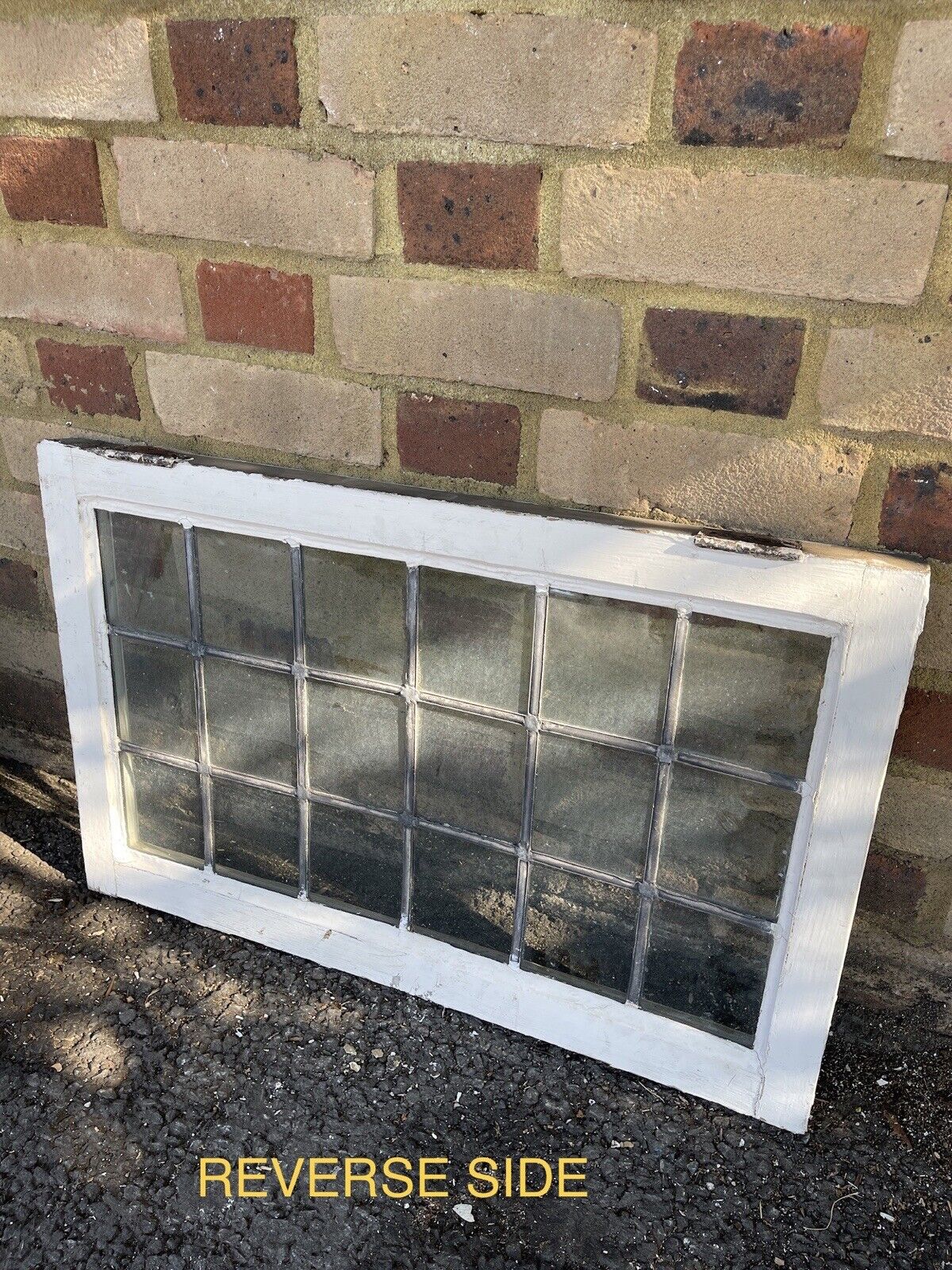 Pair Of Reclaimed Leaded Light Panel Wooden Windows