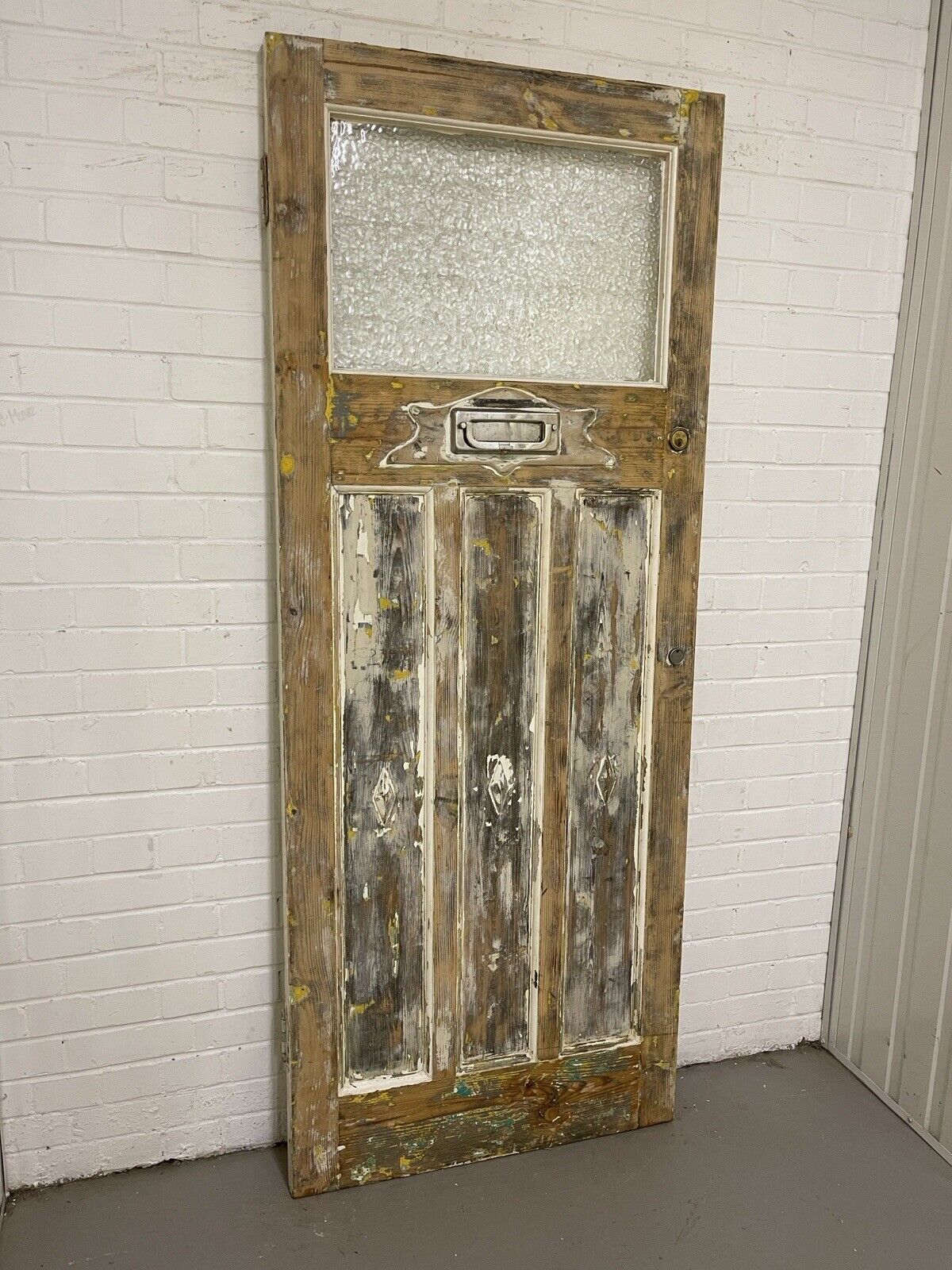 Reclaimed Old Edwardian Arts Crafts Wooden Panel Front Door 2025mm x 807mm