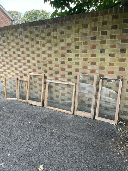 Job Lot Of Reclaimed Old Wooden Panel Windows X 6