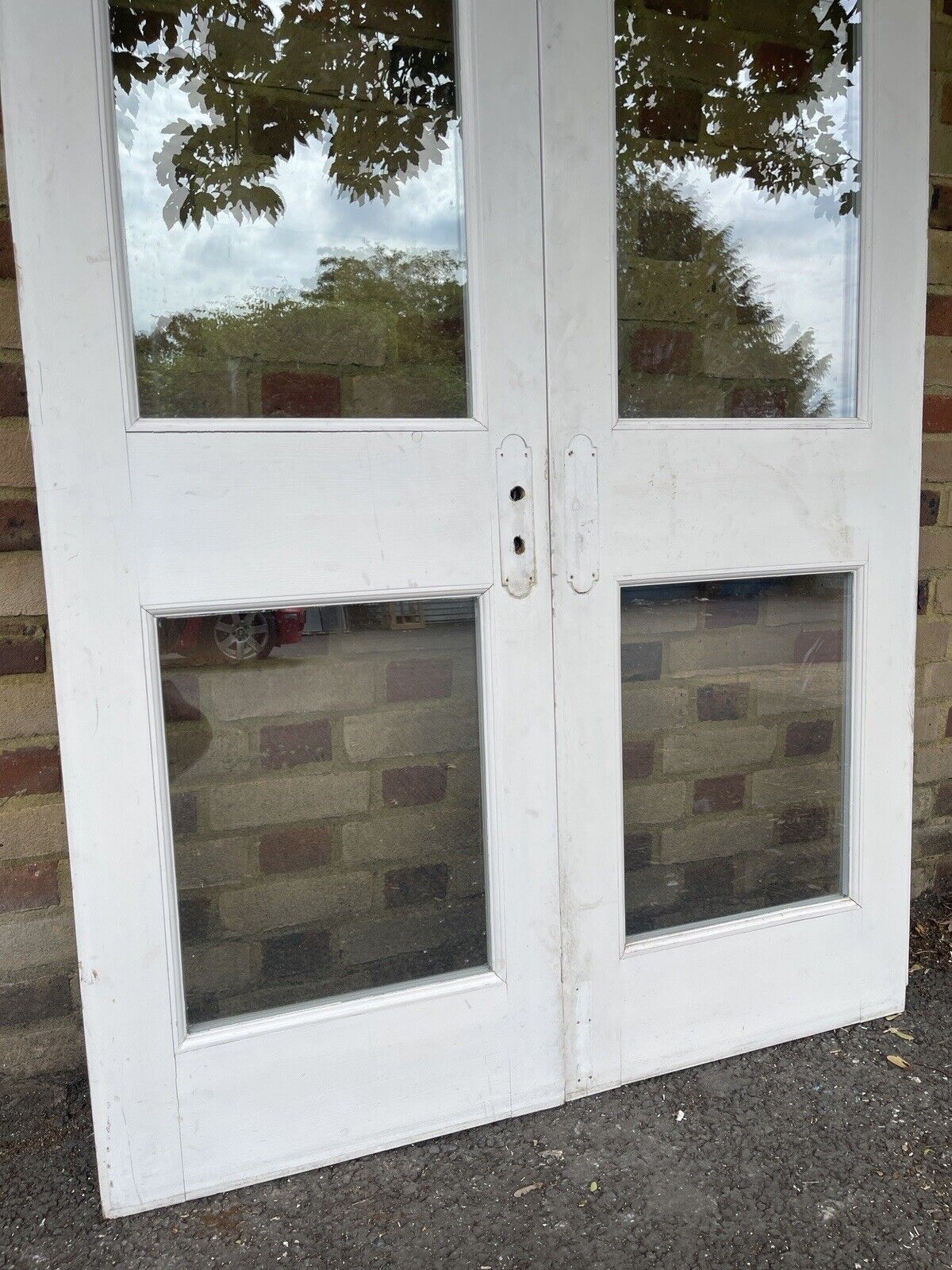 Reclaimed Old French Double Glazed Glass Wooden Double Doors 1970mm x 1190mm