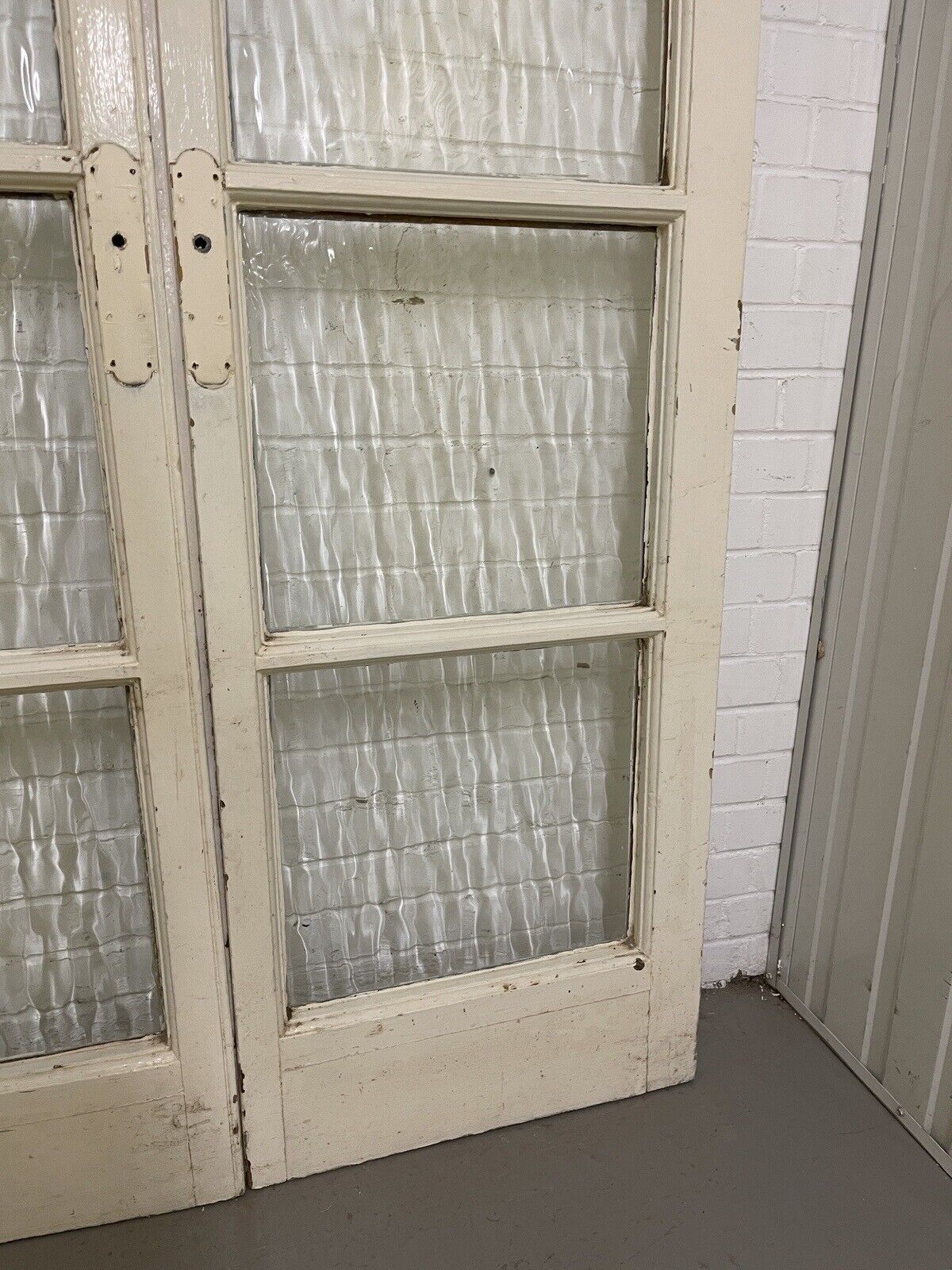 Reclaimed Georgian French Single Panel Glass Wooden Double Doors 2068 x 1210mm