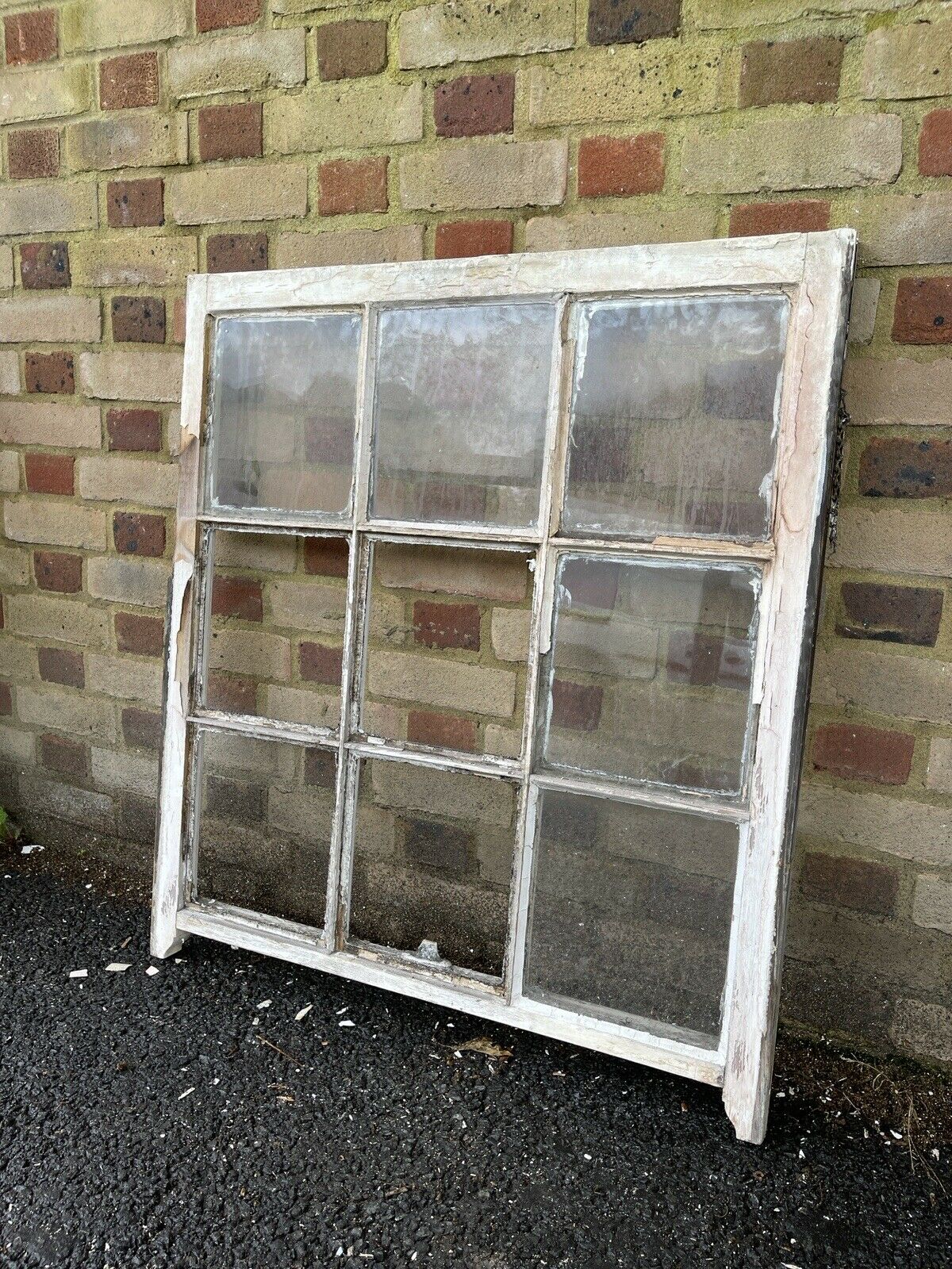 Reclaimed Old Georgian 9 Panel Wooden Window 835 x 935mm