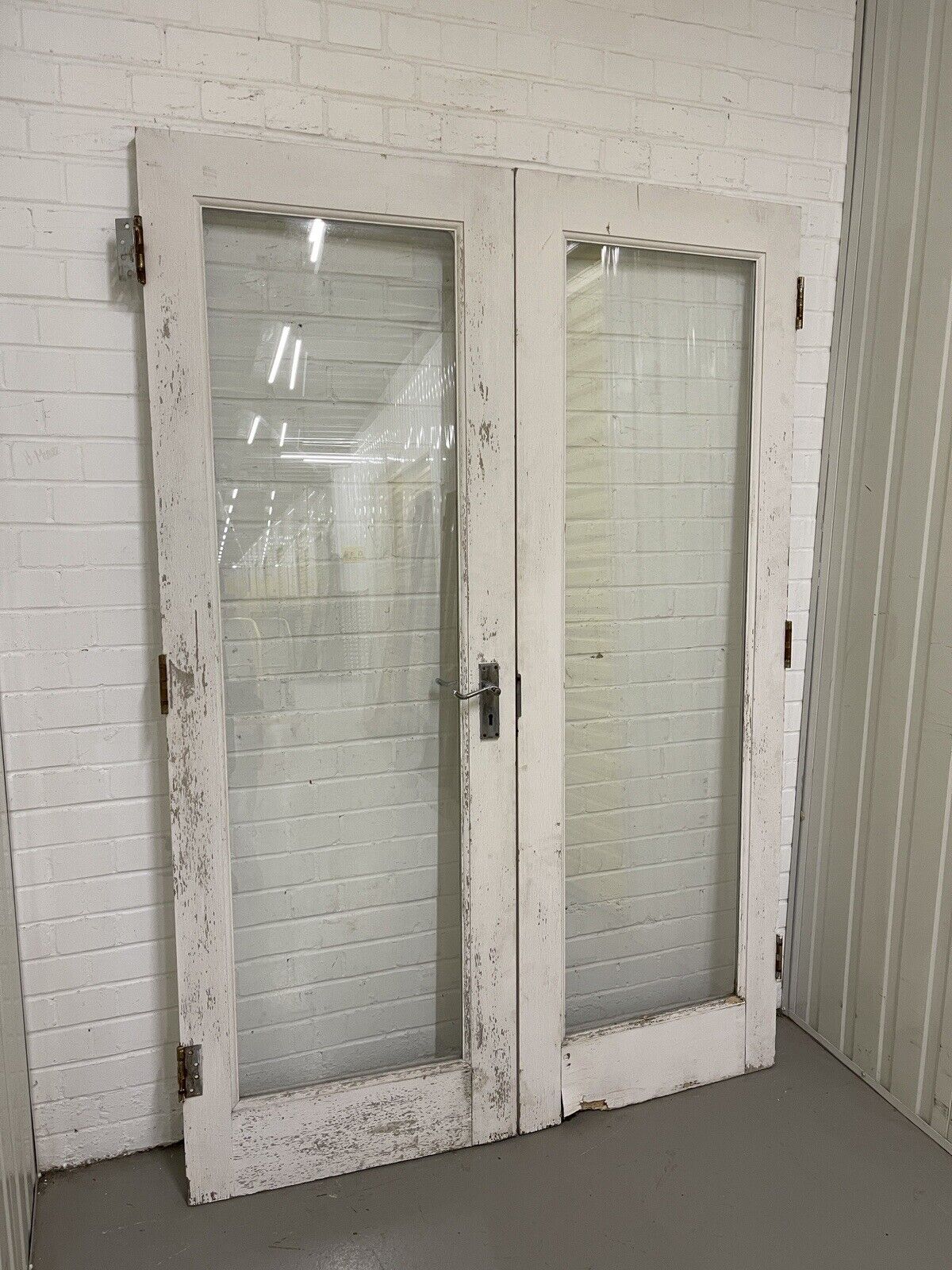 Reclaimed Old French Double Glazed Glass Wooden Double Doors 1970 x 1353mm