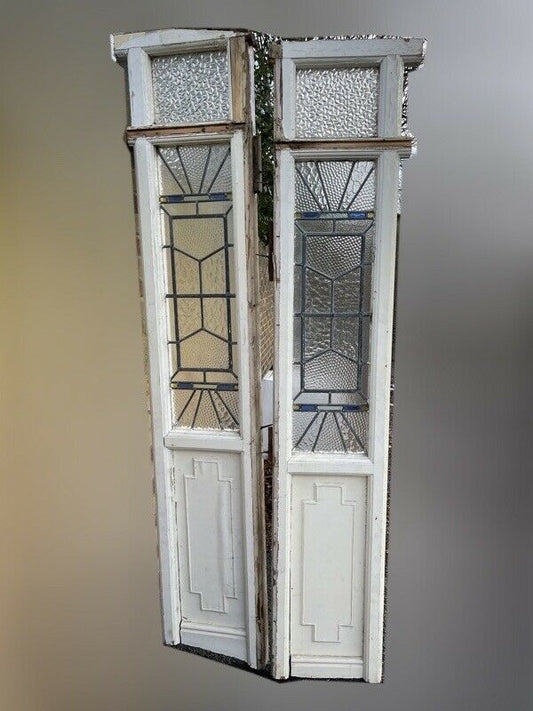 Reclaimed Art Nouveau Stained glass Side Panels