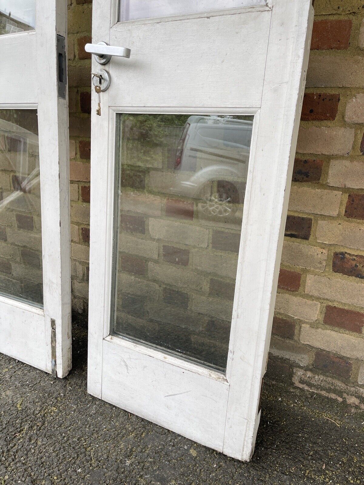 Reclaimed Old French Double Glazed Glass Wooden Double Doors 2190 x 1075mm